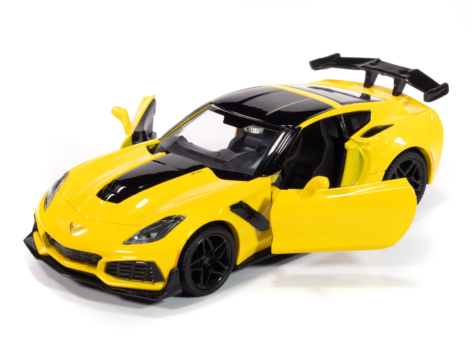 Johnny Lightning 2019 Chevy Corvette ZR1 (Yellow) 1:24 Diecast - Image 4
