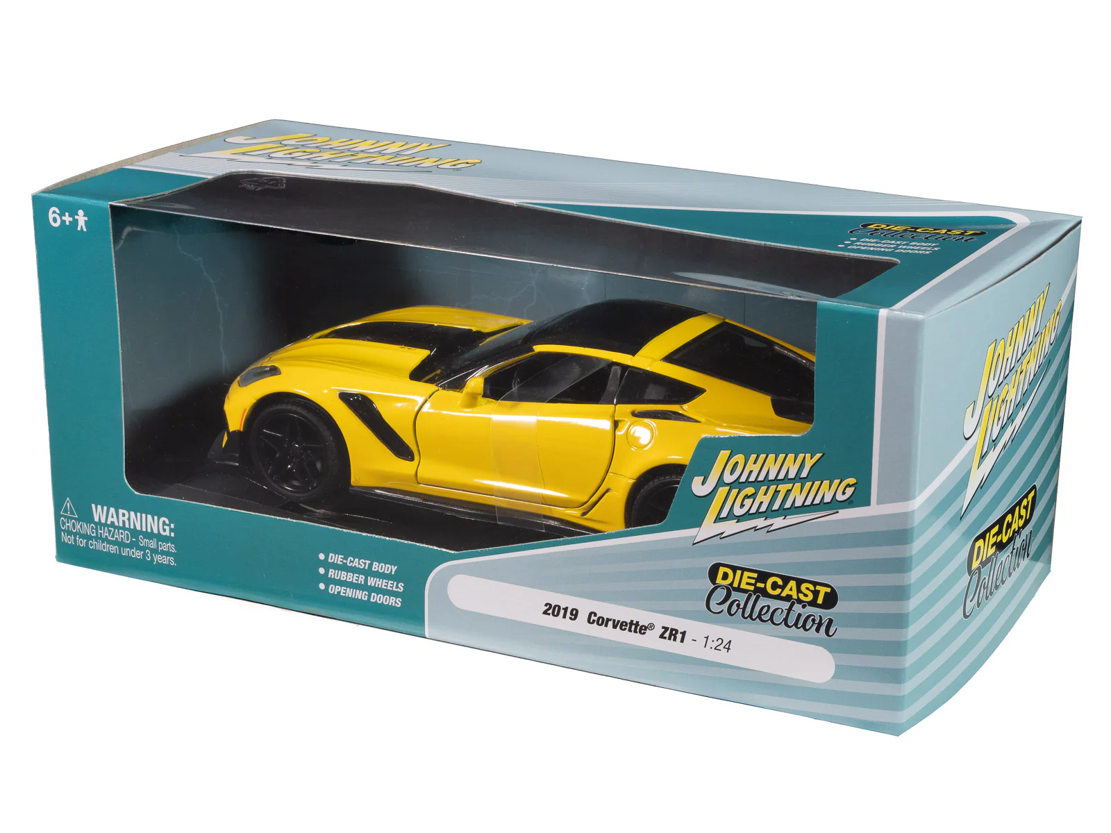 Johnny Lightning 2019 Chevy Corvette ZR1 (Yellow) 1:24 Diecast - Image 5