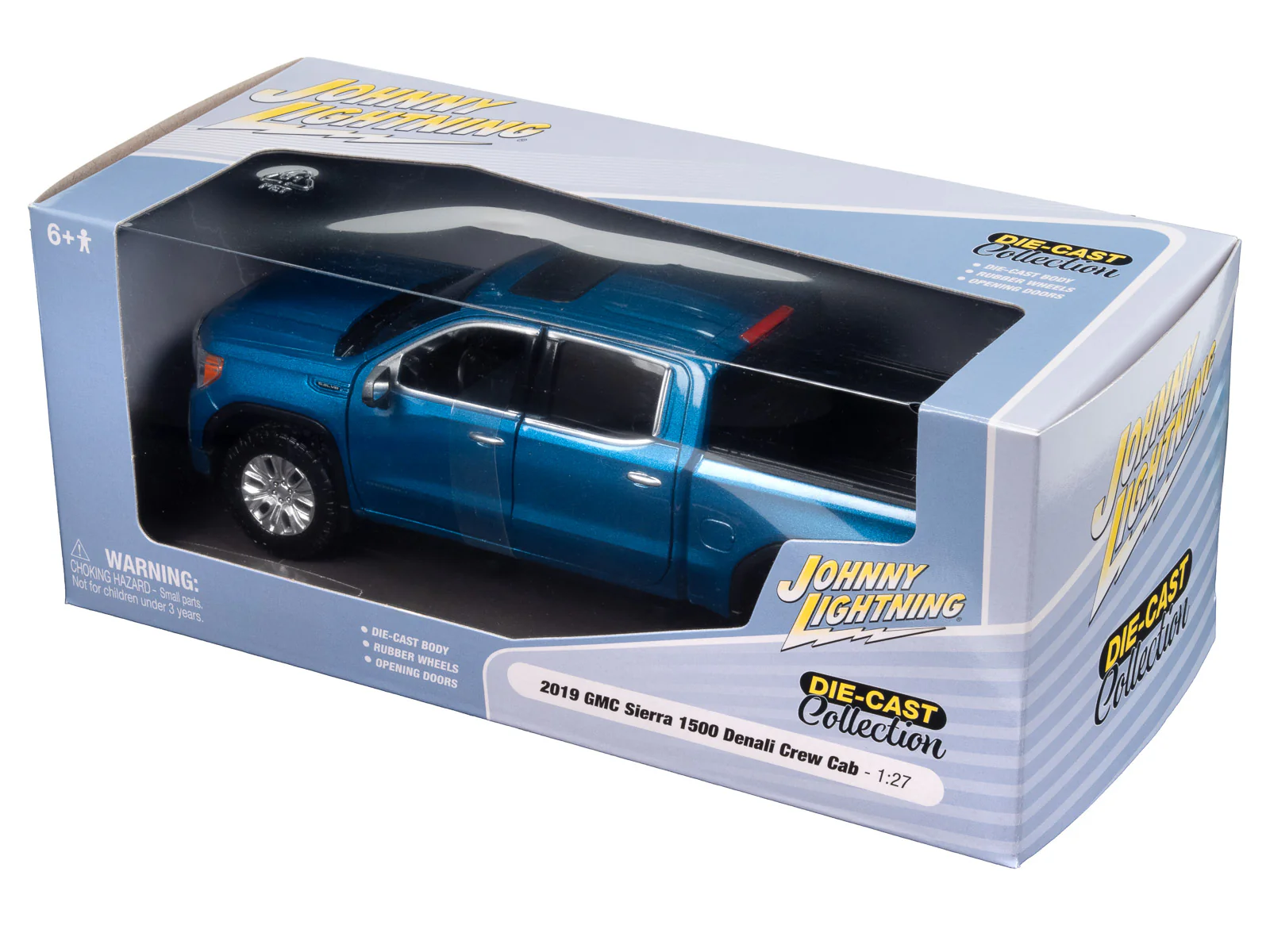 Johnny Lightning 2019 GMC Sierra 1500 Denali Crew Cab (Blue) 1:27 Diecast - Image 5