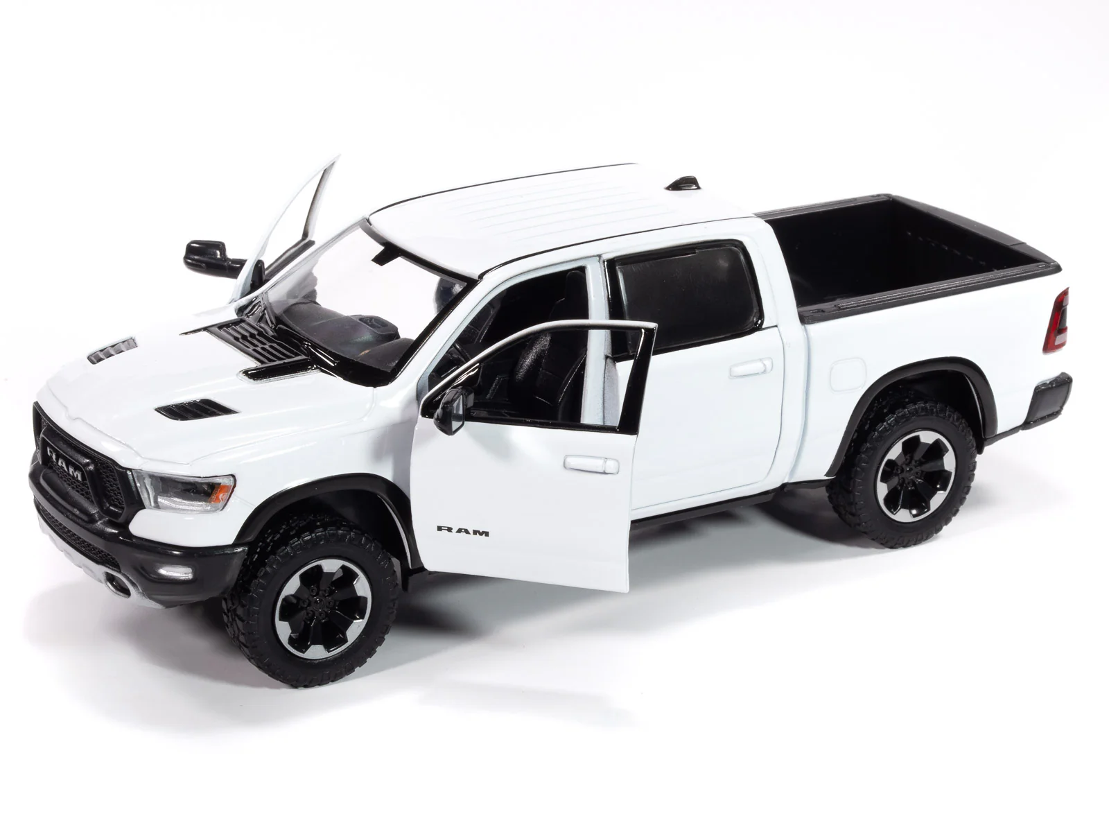 Johnny Lightning 2019 Ram 1500 Crew Cab Rebel (White) 1:27 Diecast - Image 4
