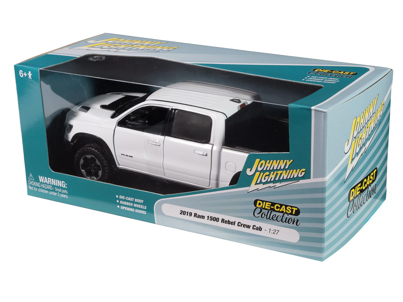 Johnny Lightning 2019 Ram 1500 Crew Cab Rebel (White) 1:27 Diecast - Image 5