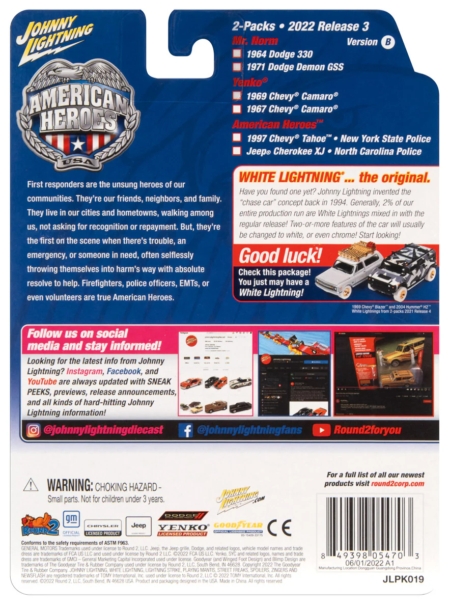 Johnny Lightning 2022 Release 3 American Heroes Version B (2-Pack) 1:64 Scale Diecast - Image 3