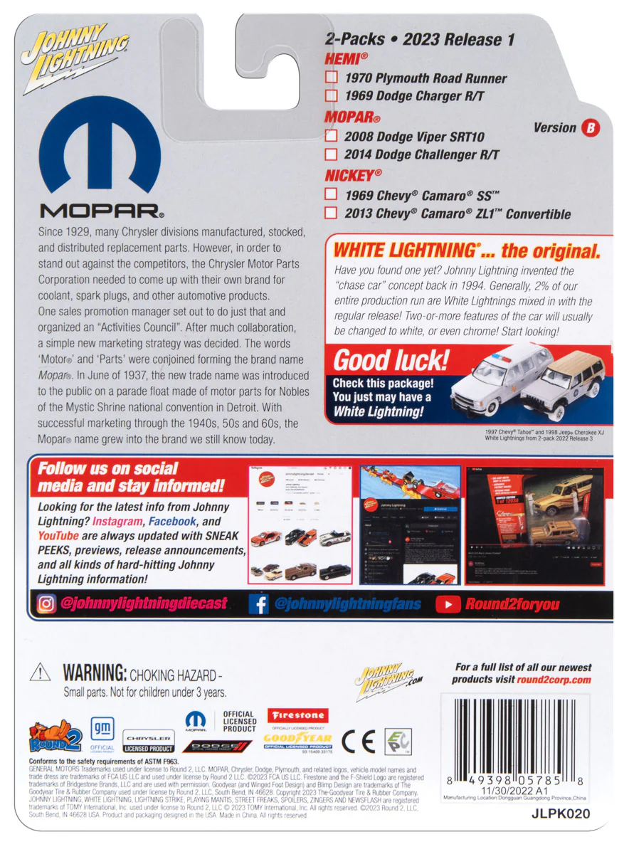 Johnny Lightning 2023 Release 1 Mopar Version B (2-Pack) 1:64 Scale Diecast - Image 5