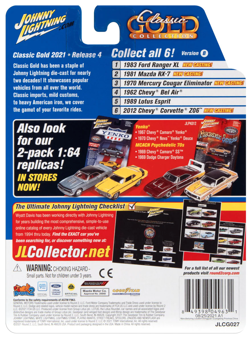 Johnny Lightning Classic Gold 2012 Chevrolet Corvette Z06 (Velocity Yellow w/ Black Stripes) 1:64 Scale Diecast - Image 3