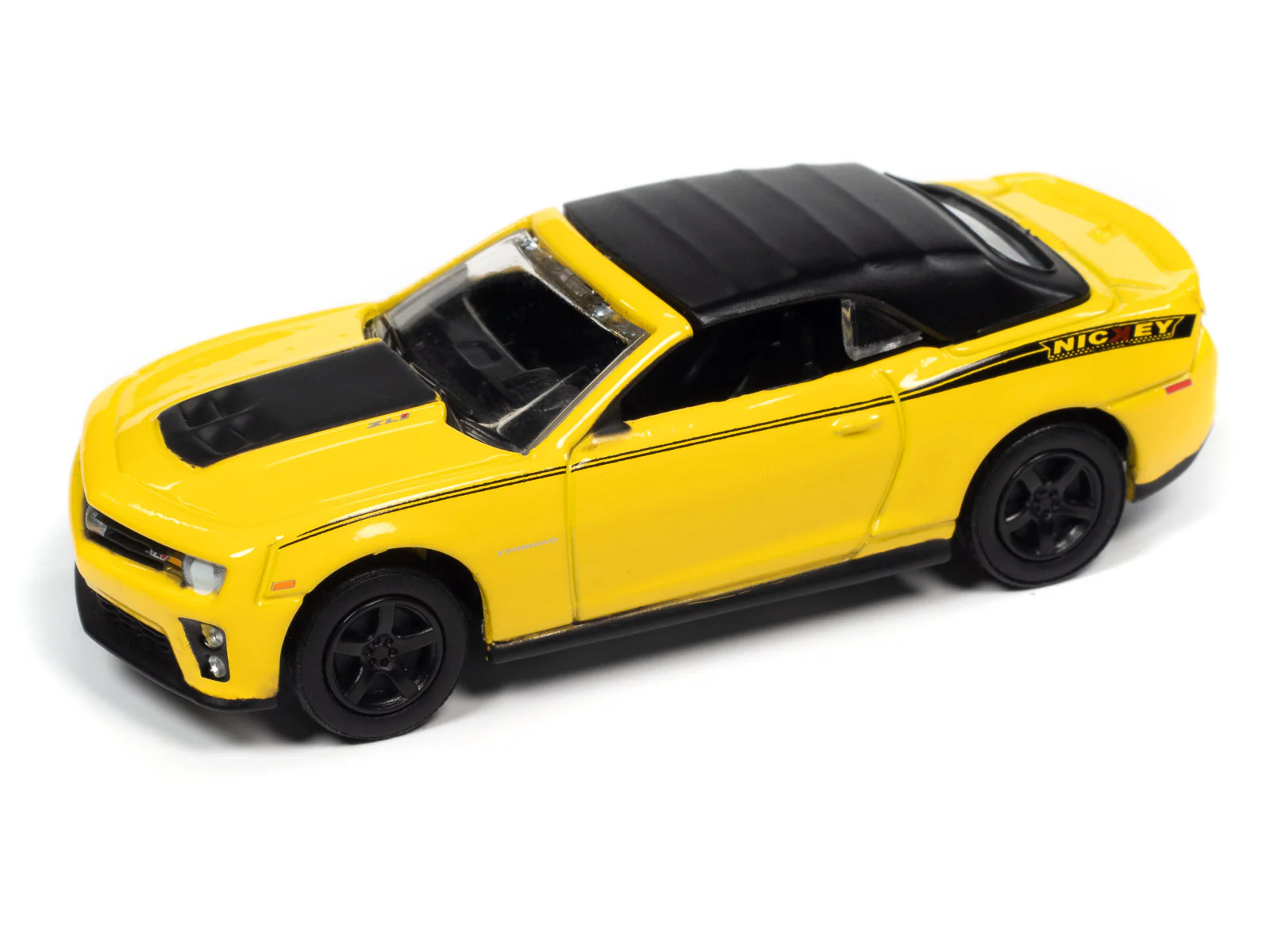 Johnny Lightning Muscle Car 2013 NICKEY Chevrolet Camaro ZL1 Convertible (Rally Yellow) 1:64 Diecast - Image 2
