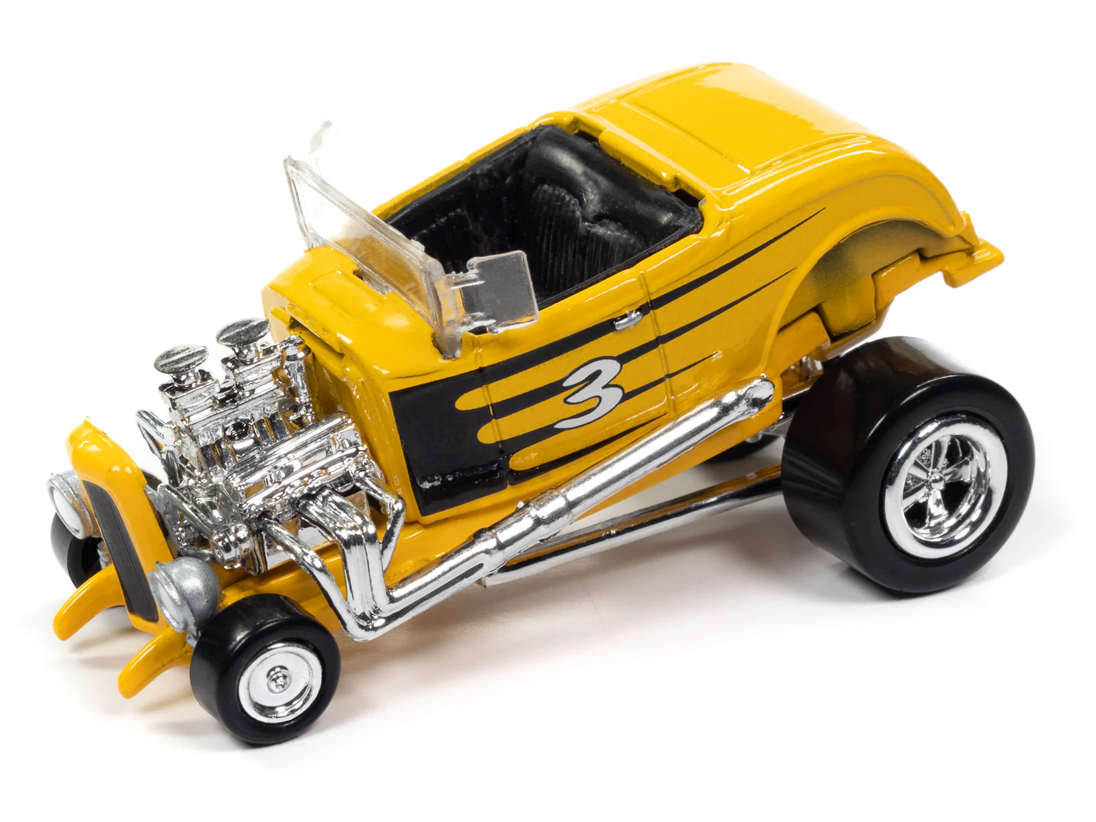 Johnny Lightning Street Freaks 1932 Ford Hiboy (Zingers) (Yellow w/Black Scallops) 1:64 Scale Diecast - Image 2