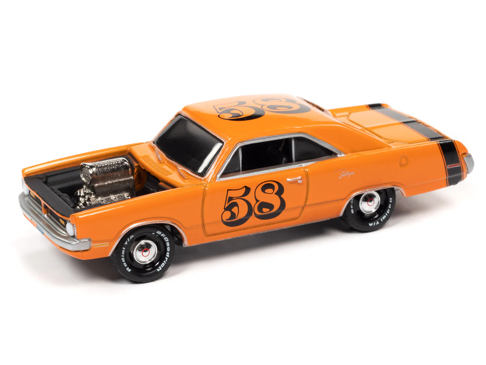 Johnny Lightning Street Freaks 1970 Dodge Dart (Spoilers) (Metallic Red-Orange w/Black Stripe) 1:64 Scale Diecast - Image 2