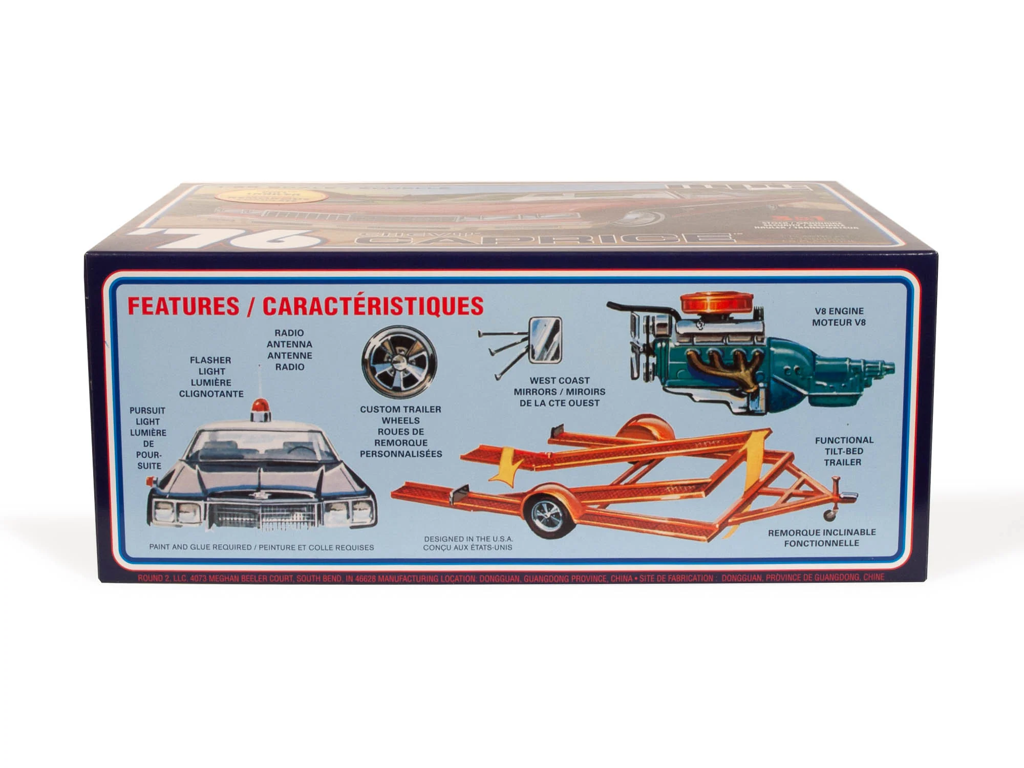 MPC 1976 Chevy Caprice w/Trailer 1:25 Scale Model Kit - Image 3