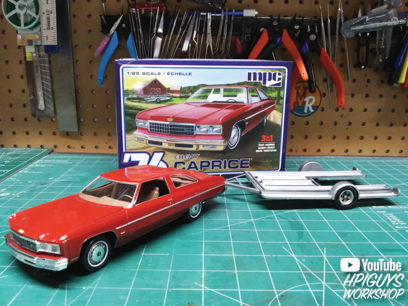 MPC 1976 Chevy Caprice w/Trailer 1:25 Scale Model Kit - Image 5