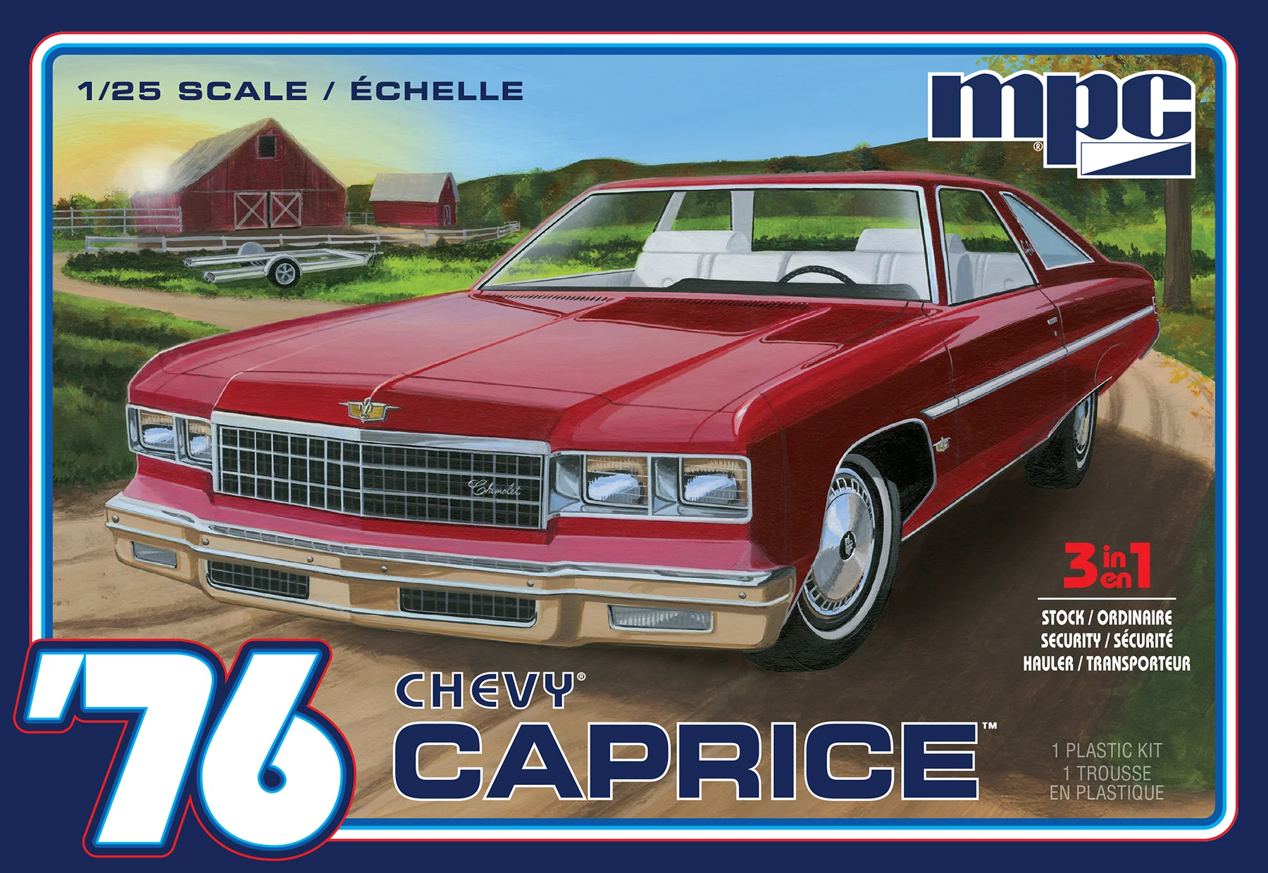 MPC 1976 Chevy Caprice w/Trailer 1:25 Scale Model Kit - Image 6