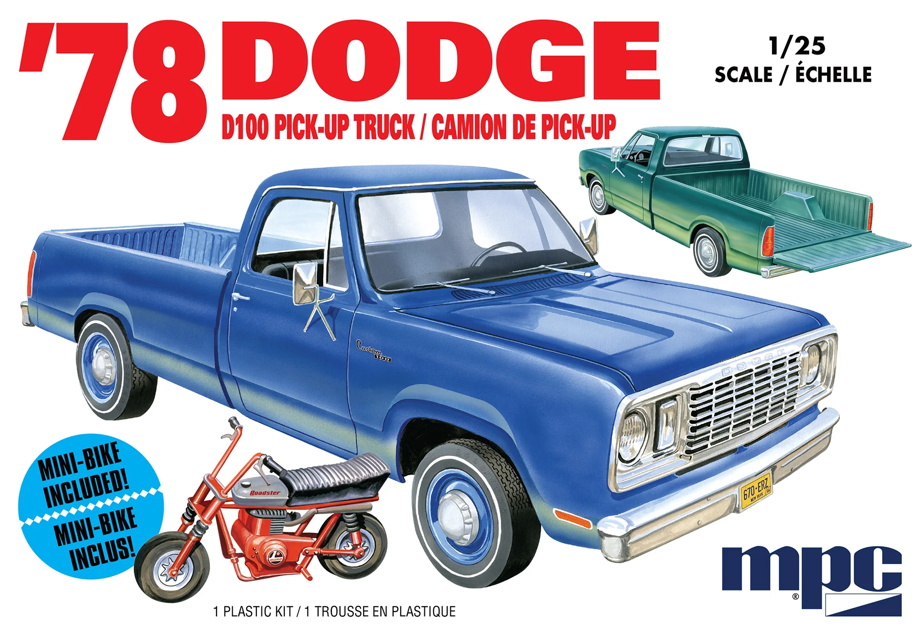 MPC 1978 Dodge D100 Custom Pickup 1:25 Scale Model Kit - Image 5