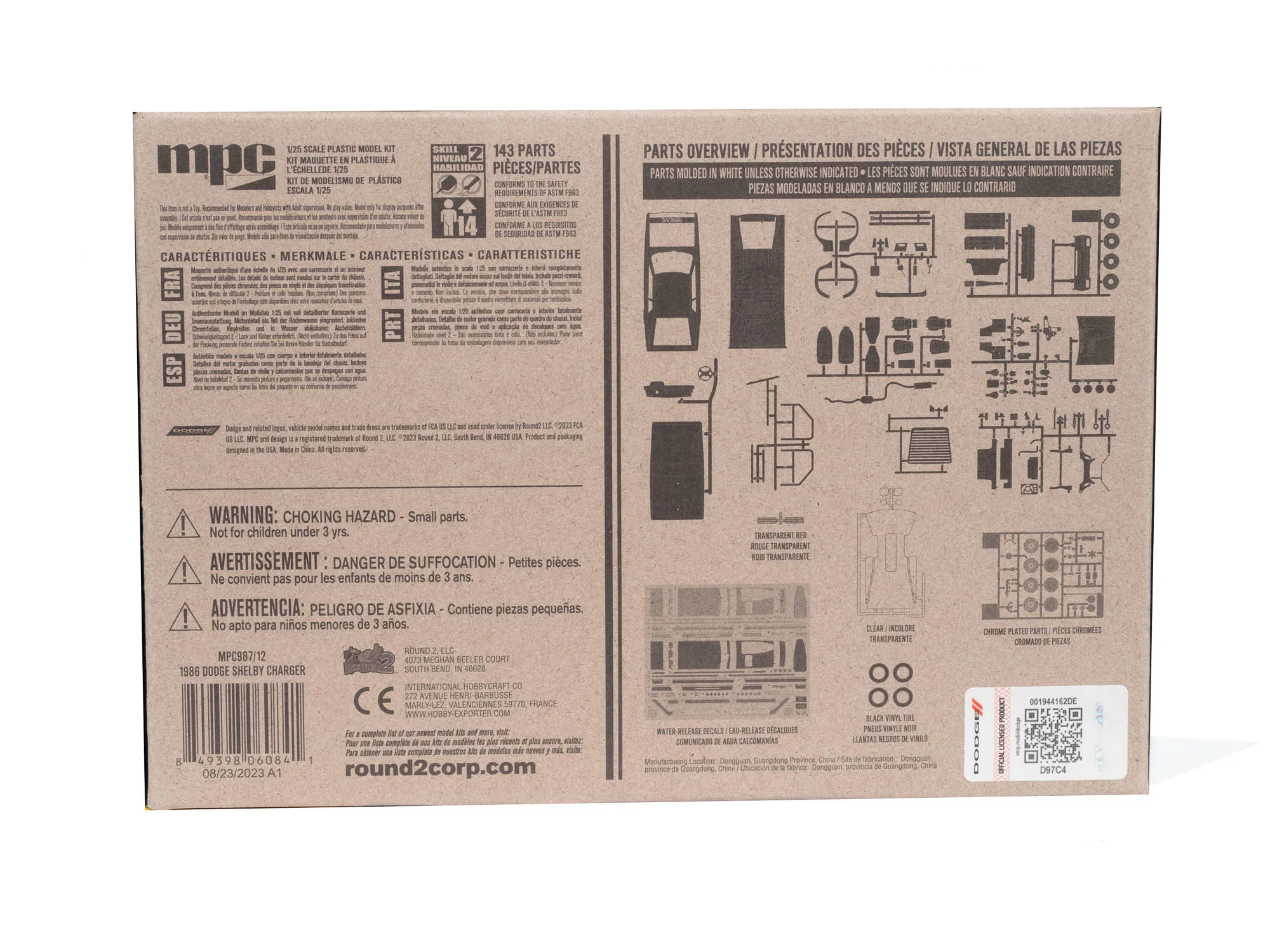MPC 1986 Dodge Shelby Charger 1:25 Scale Model Kit - Image 6