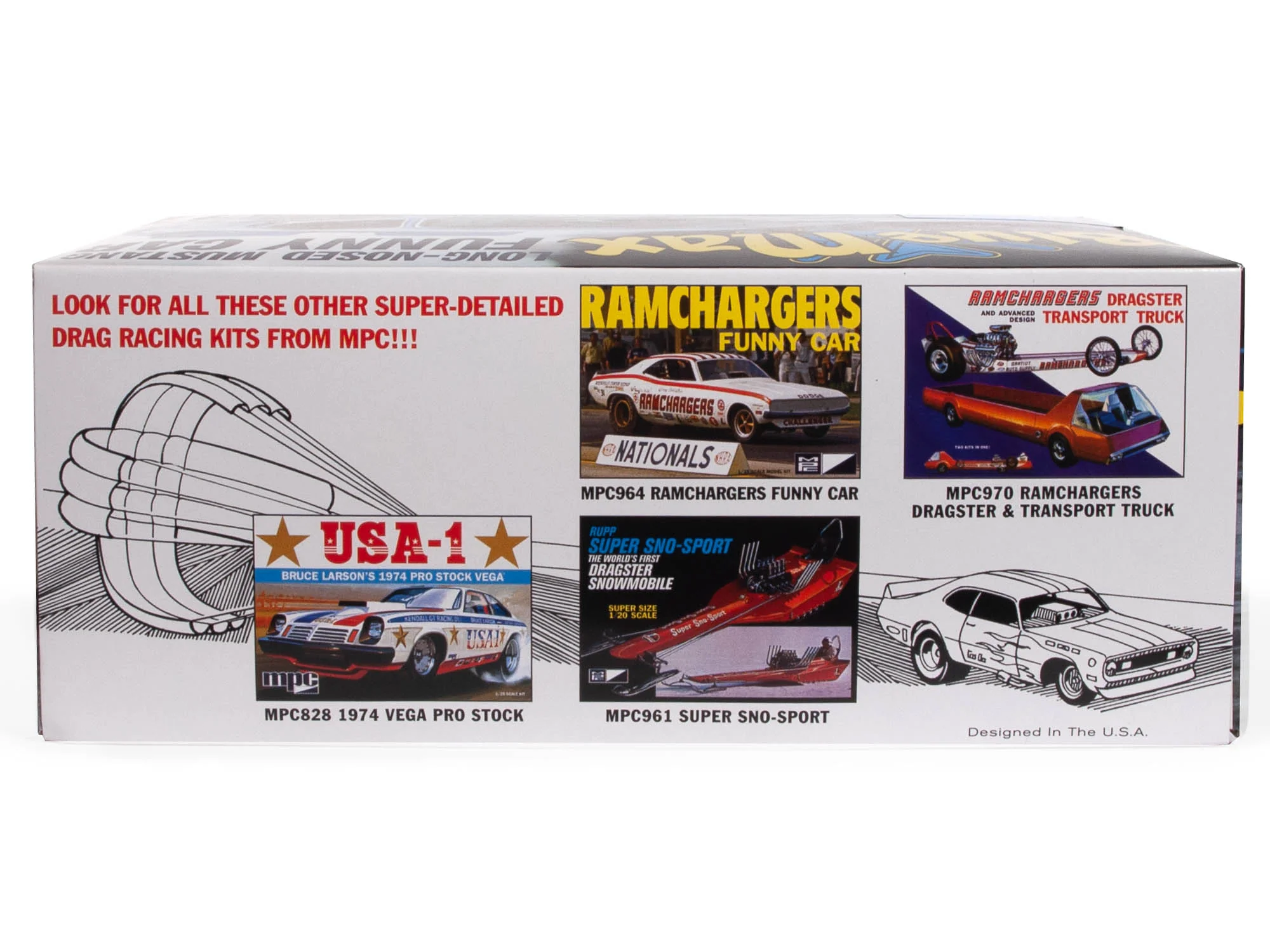 MPC Blue Max Long Nose Mustang Funny Car 1:25 Scale Model Kit - Image 2