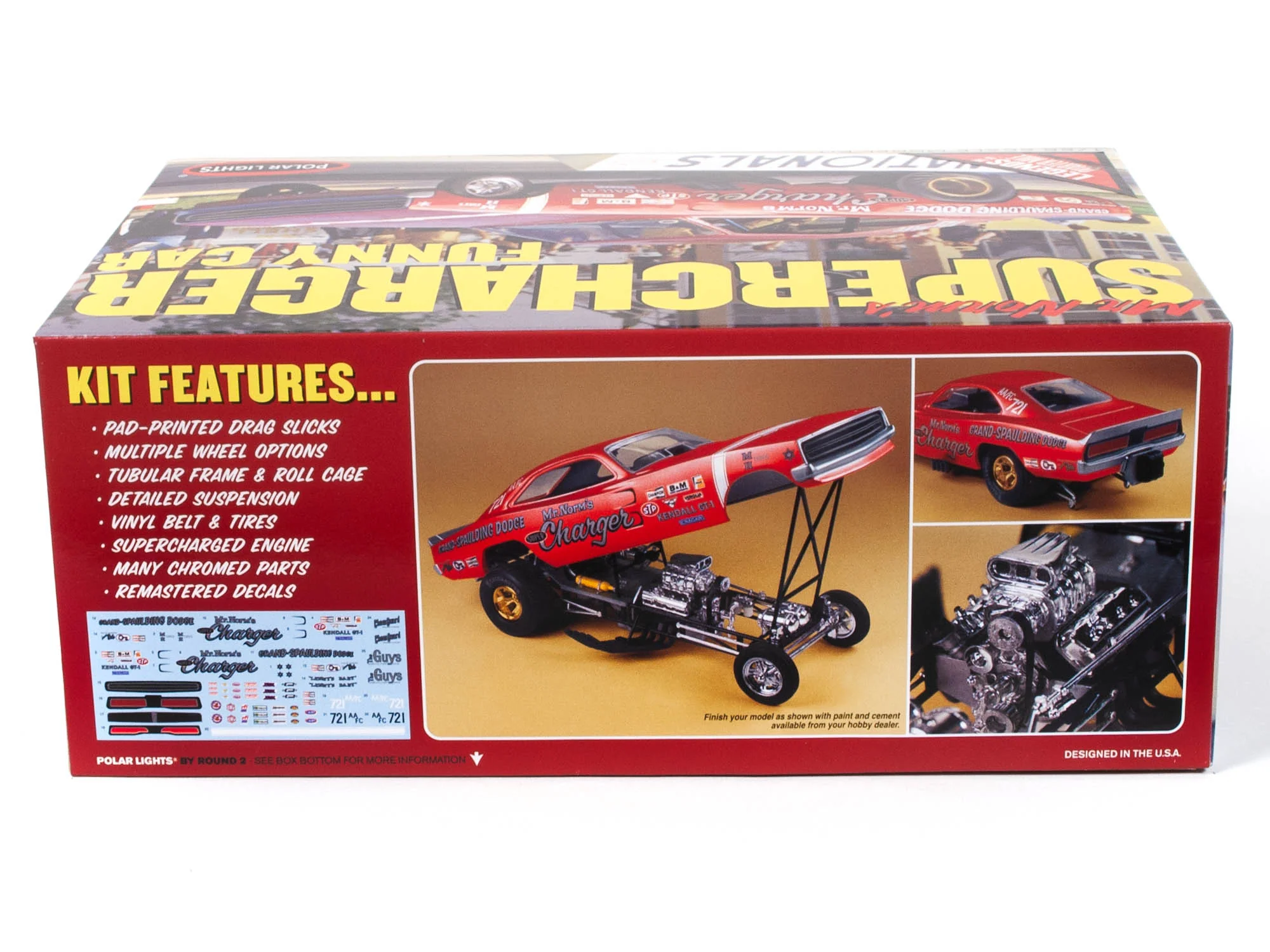 Polar Lights 1969 Dodge Charger Funny Car Mr. Norm 1:25 Scale Model Kit - Image 2