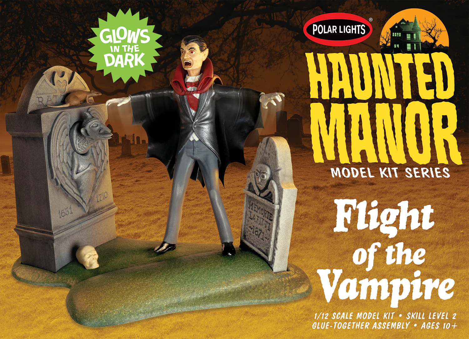 Polar Lights Haunted Manor: Flight of the Vampire 1:12 Scale Model Kit - Image 5