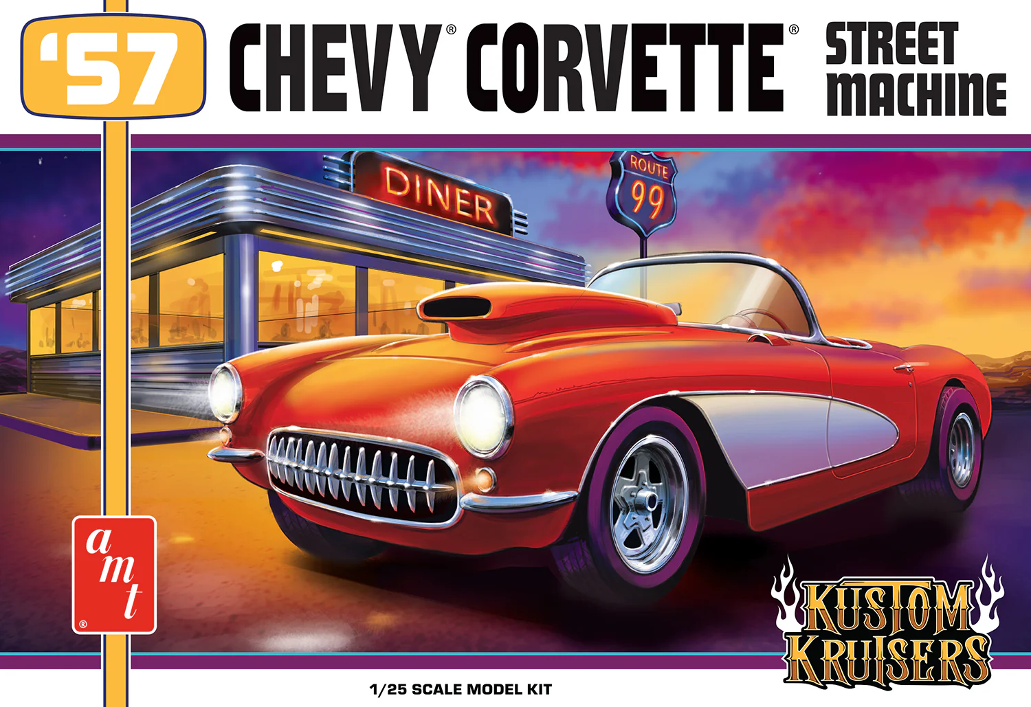 AMT 1957 Chevy Corvette Street Machine 1:25 Scale Model Kit - Image 5