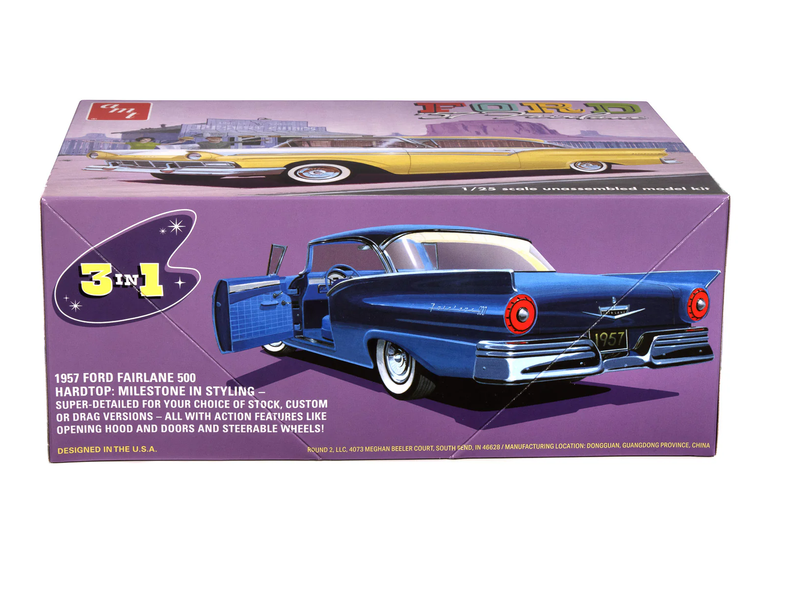AMT 1957 Ford Fairlane Hardtop 3n1 1:25 Scale Model Kit - Image 2