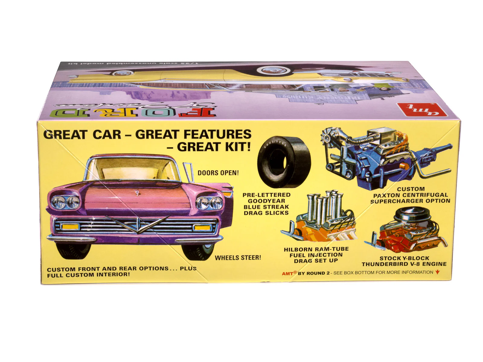 AMT 1957 Ford Fairlane Hardtop 3n1 1:25 Scale Model Kit - Image 3