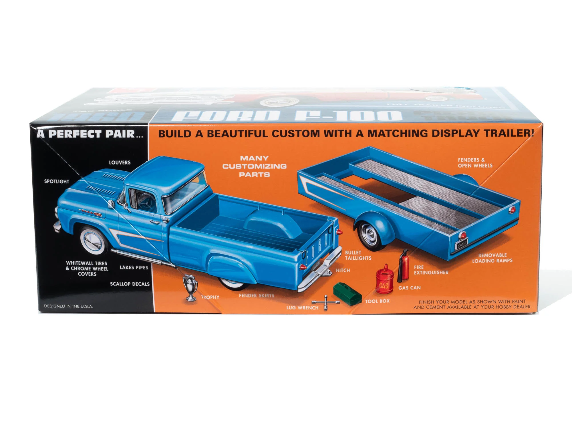 AMT 1960 Ford F-100 Pickup w/Trailer 1:25 Scale Model Kit - Image 3