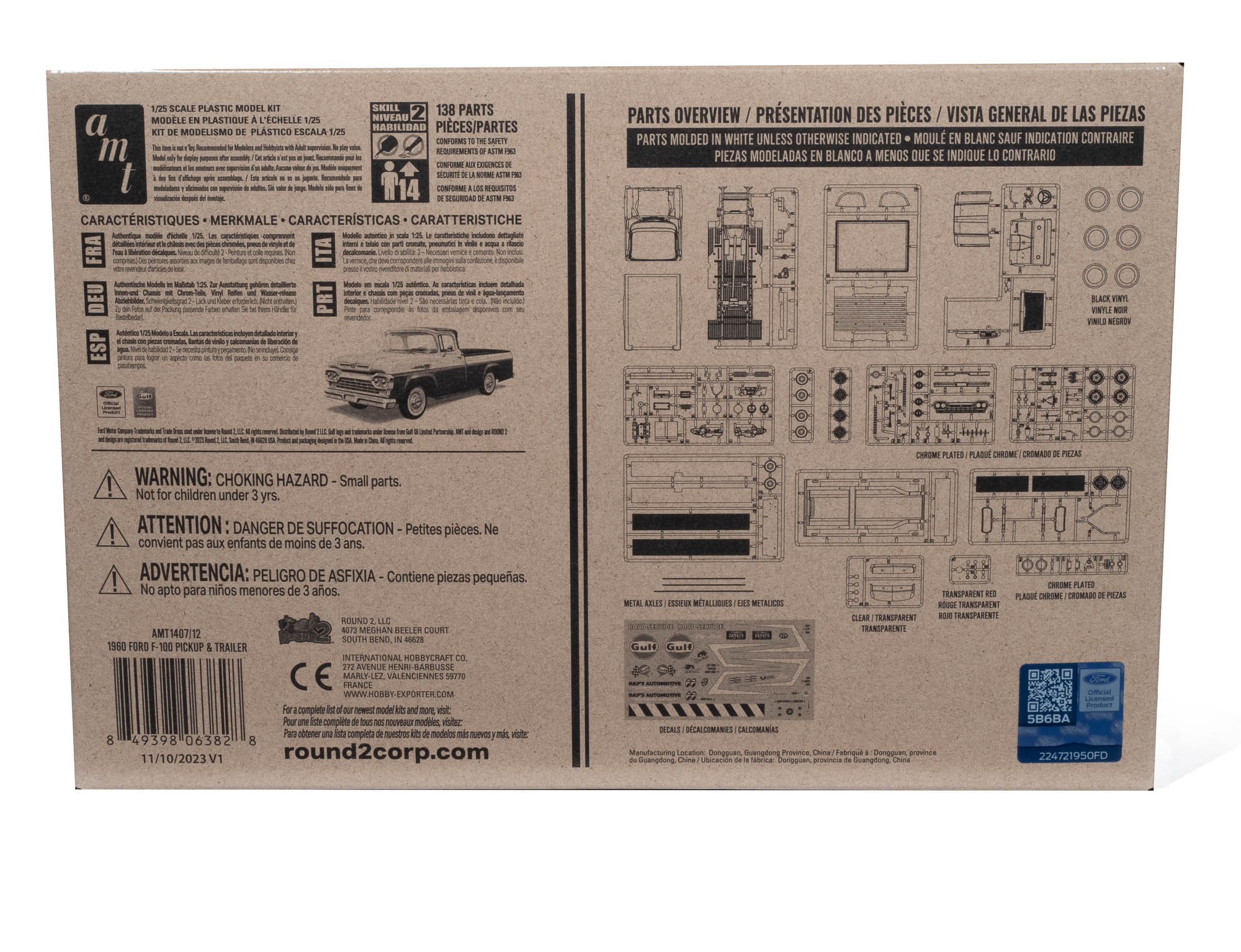 AMT 1960 Ford F-100 Pickup w/Trailer 1:25 Scale Model Kit - Image 7