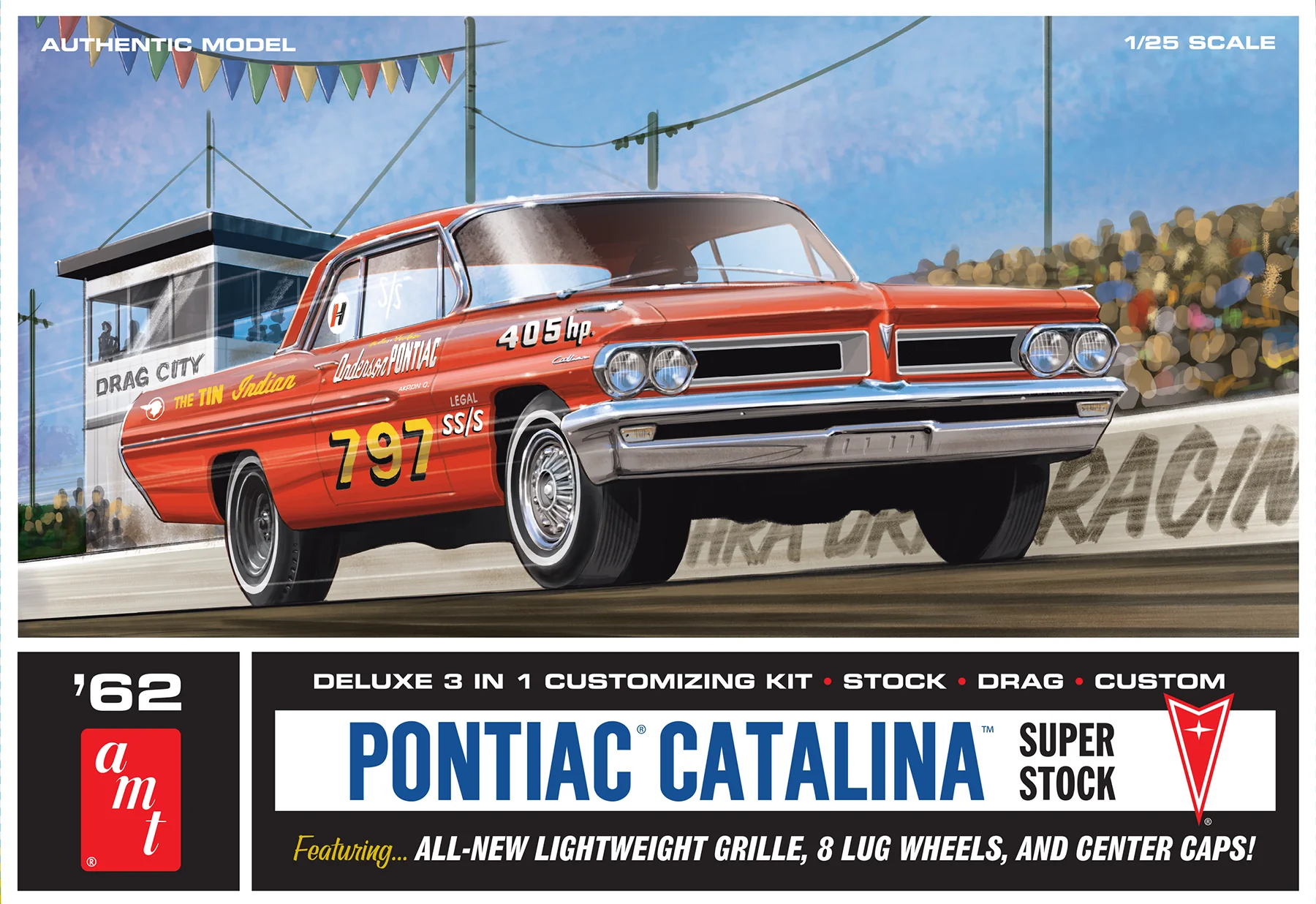 AMT 1962 Pontiac Catalina Super Stock 1:25 Scale Model Kit - Image 7
