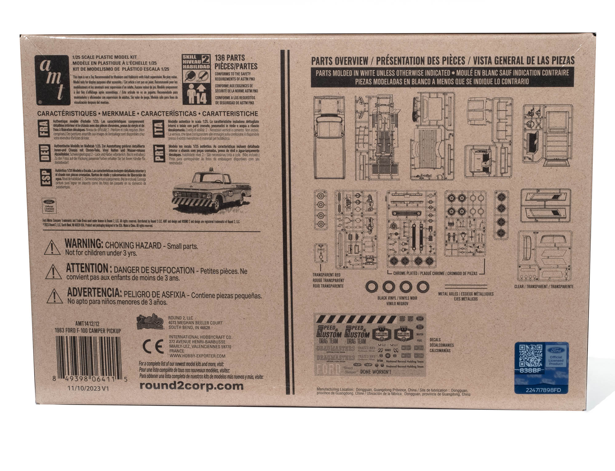 AMT 1963 Ford F-100 Camper Pickup 1:25 Scale Model Kit - Image 5