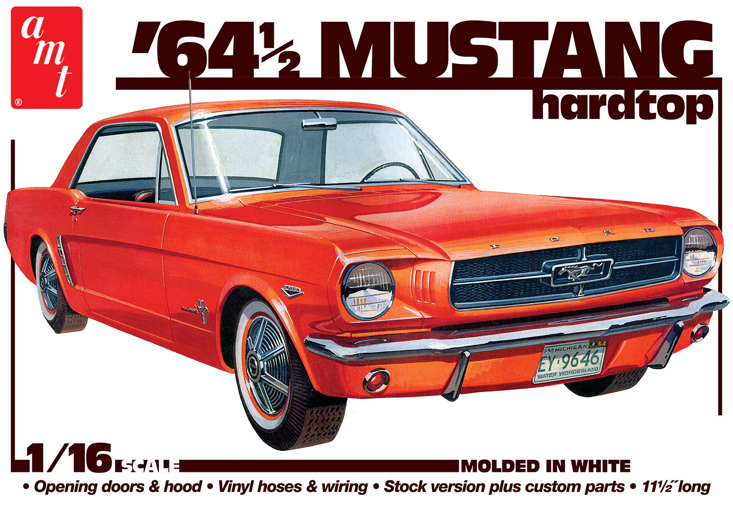 AMT 1964.5 Ford Mustang Coupe 60th Anniversary 1:16 Scale Model Kit - Image 7