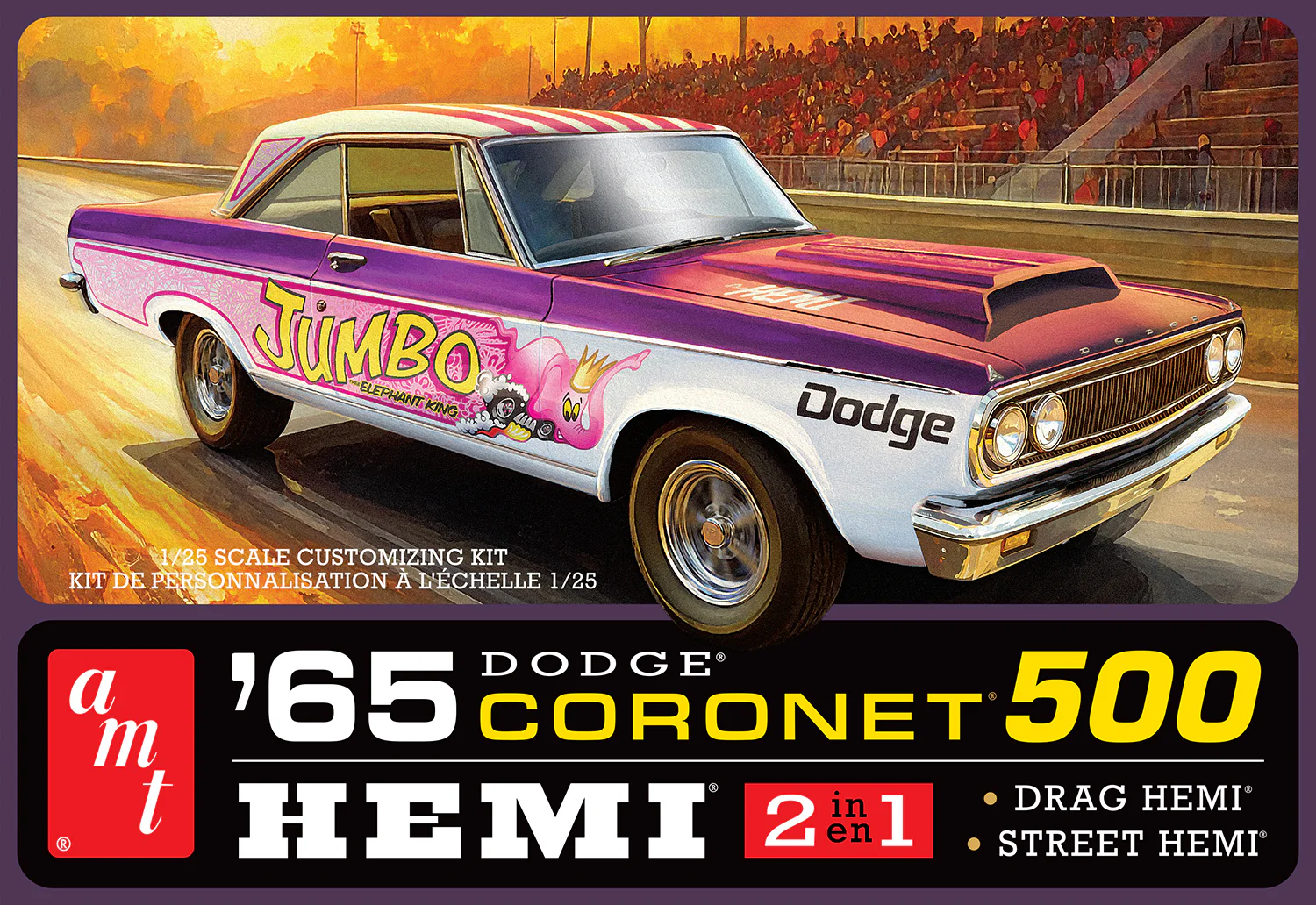 AMT 1965 Dodge Coronet 500 Hardtop HEMI 1:25 Scale Model Kit - Image 5