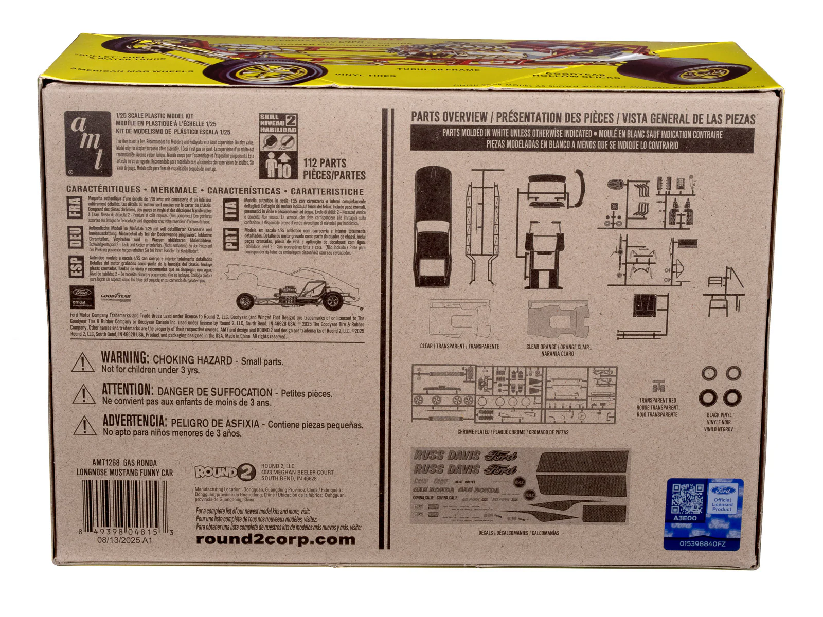 AMT 1969 Ford Mustang Long Nose Funny Car "Gas Ronda" 1:25 Scale Model Kit - Image 4