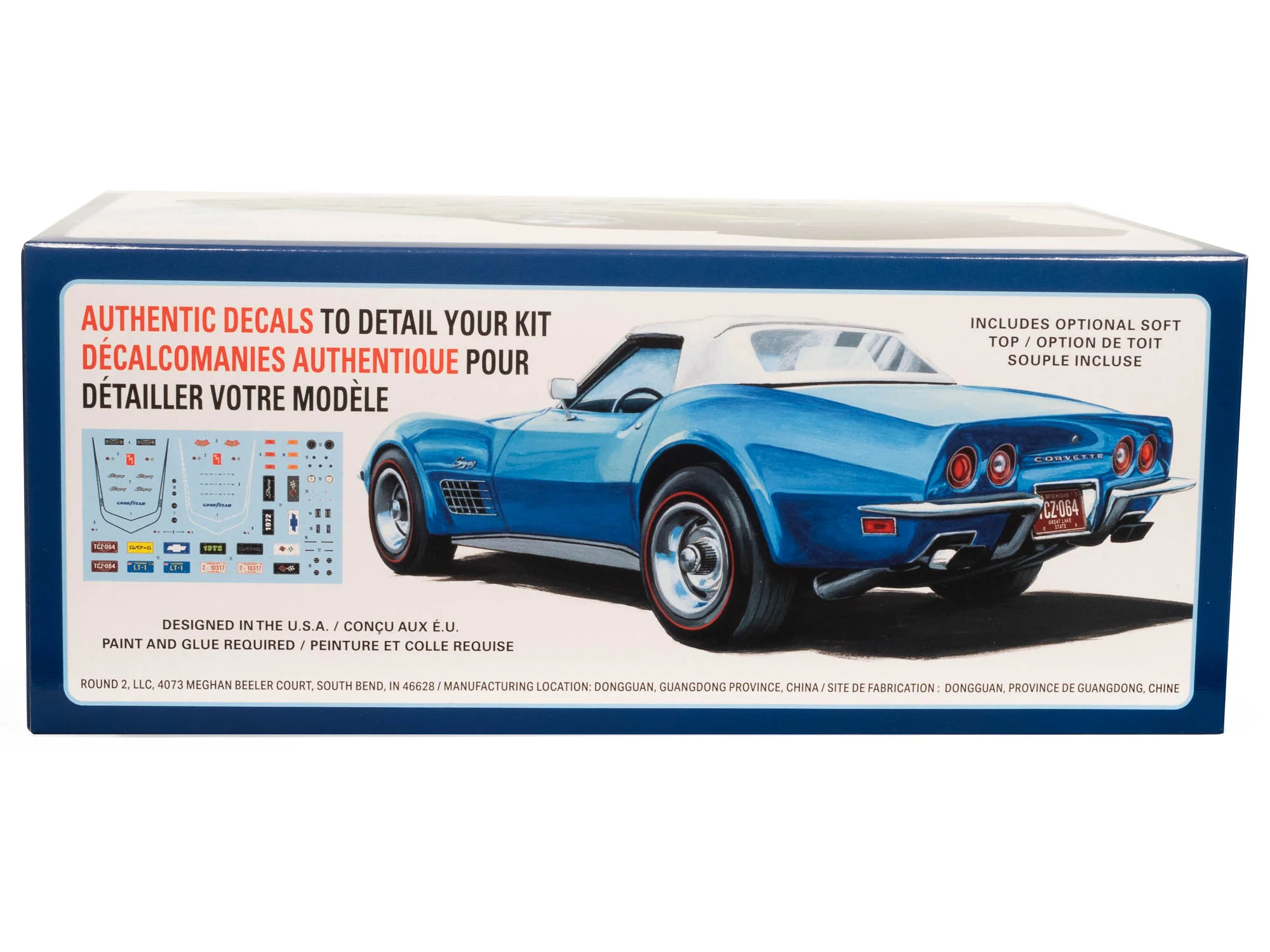 AMT 1972 Chevy Corvette Roadster 1:25 Scale Model Kit - Image 3