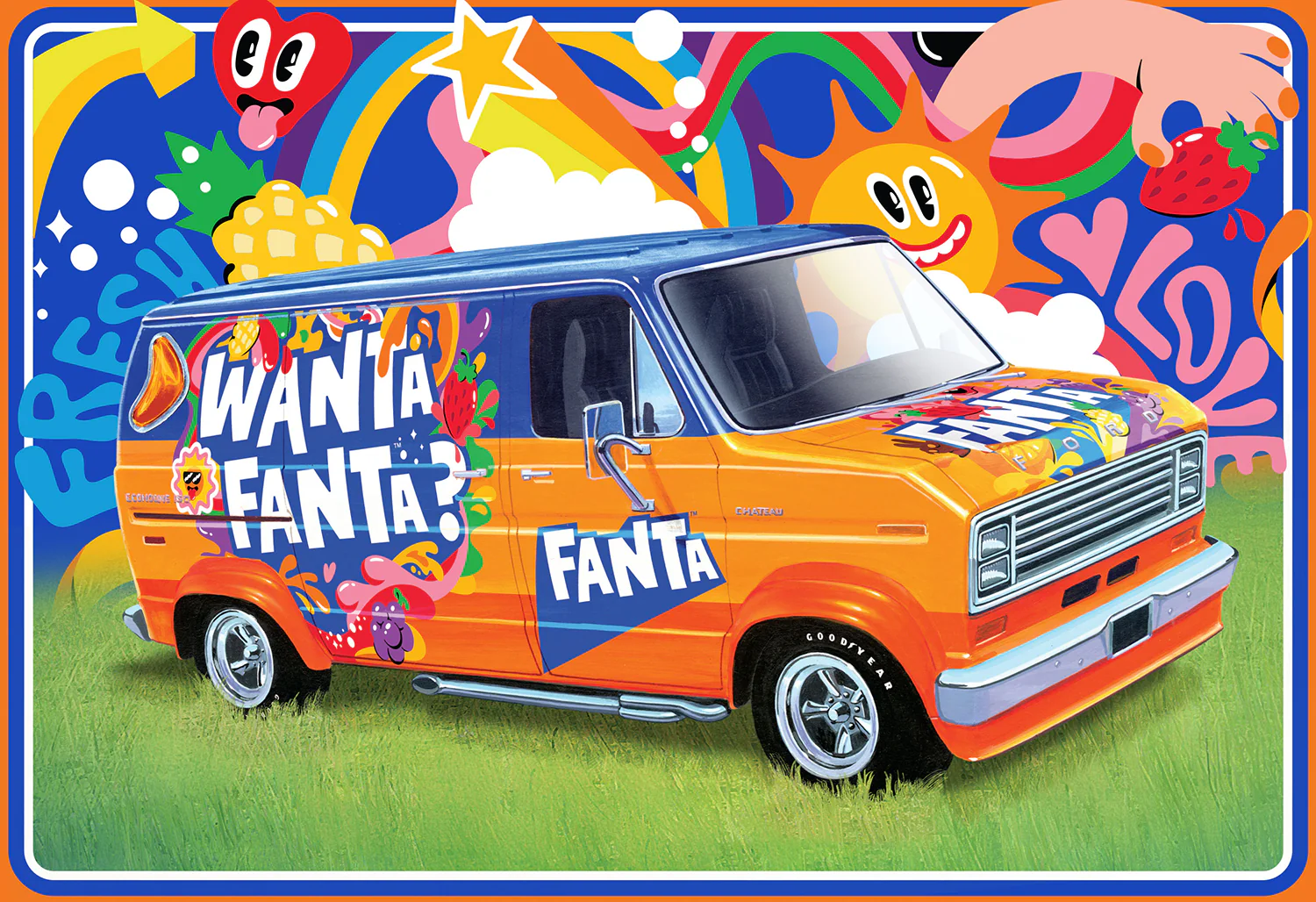 AMT 1977 Ford Custom Van Fanta 1:25 Scale Model Kit - Image 7