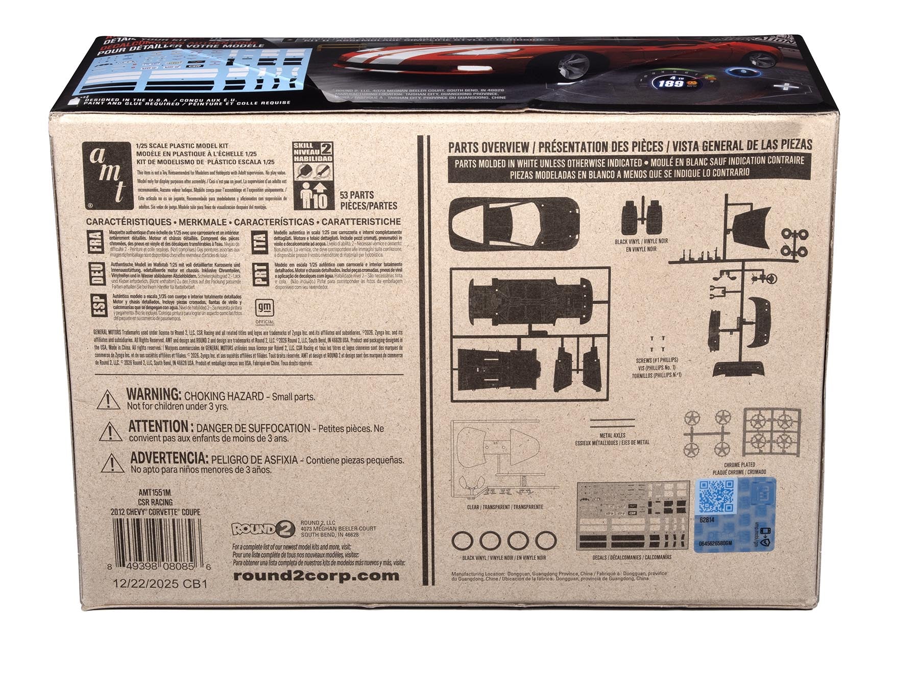 AMT 2012 Corvette Coupe CSR Racing 1:25 Scale Model Kit - Image 4