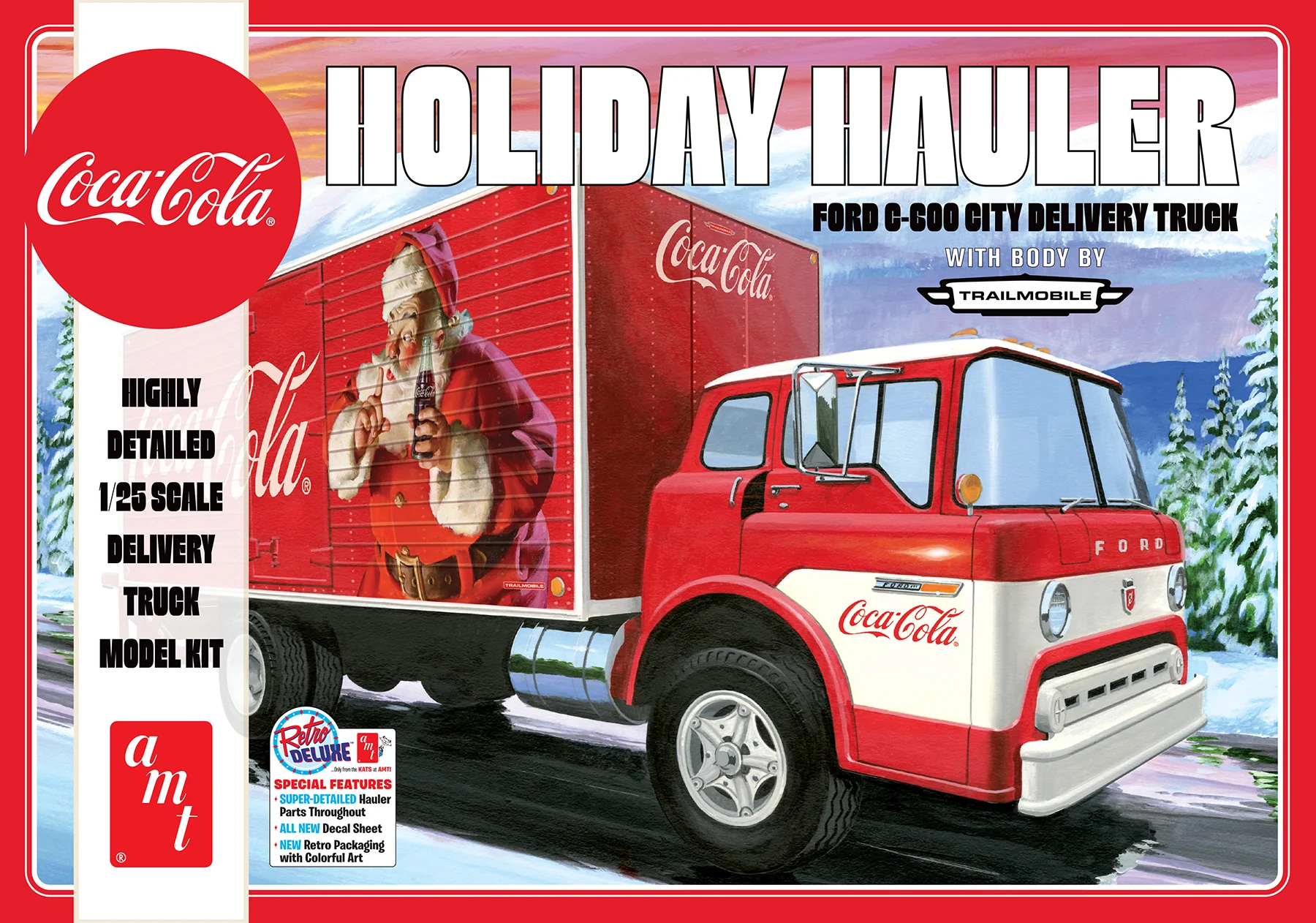 AMT Ford C-600 City Holiday Delivery Truck Coca-Cola 1:25 Scale Model Kit - Image 5