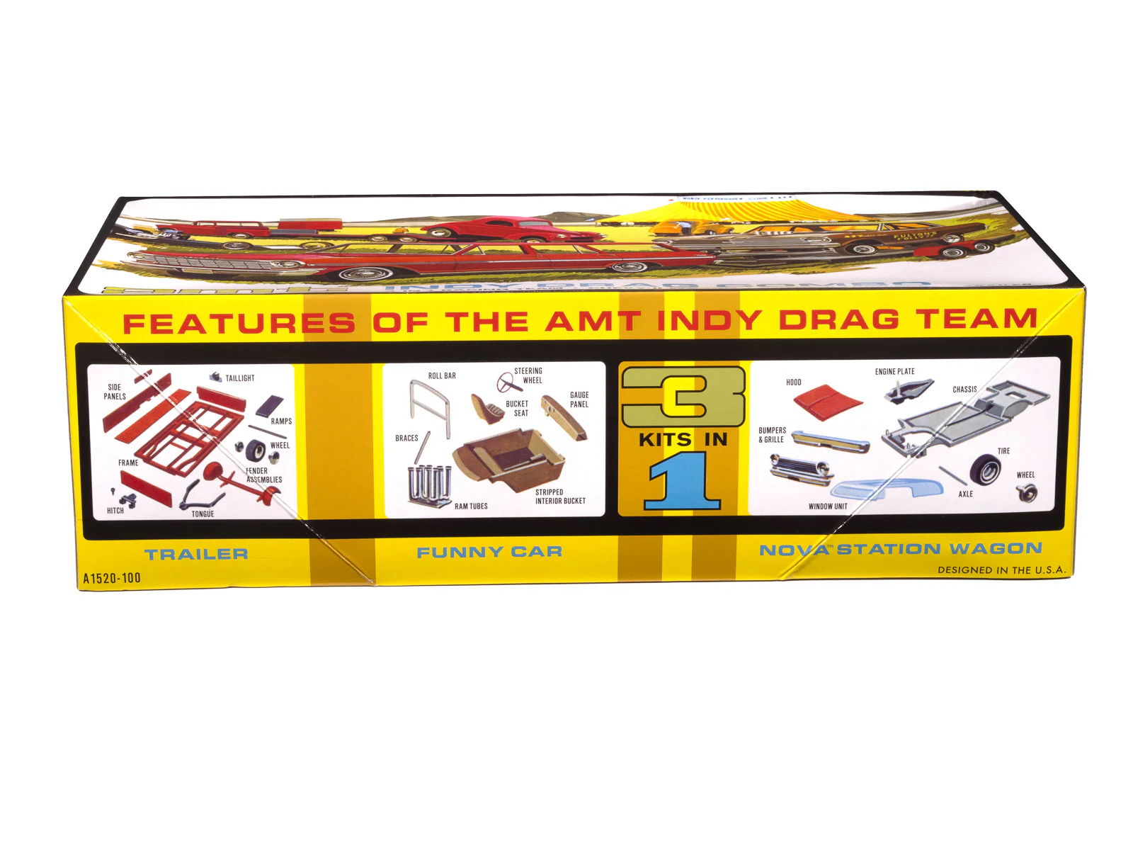 AMT Indy Drag Combo (Chevy II Wagon, Funny Car and Trailer) 1:25 Scale Model Kit - Image 2
