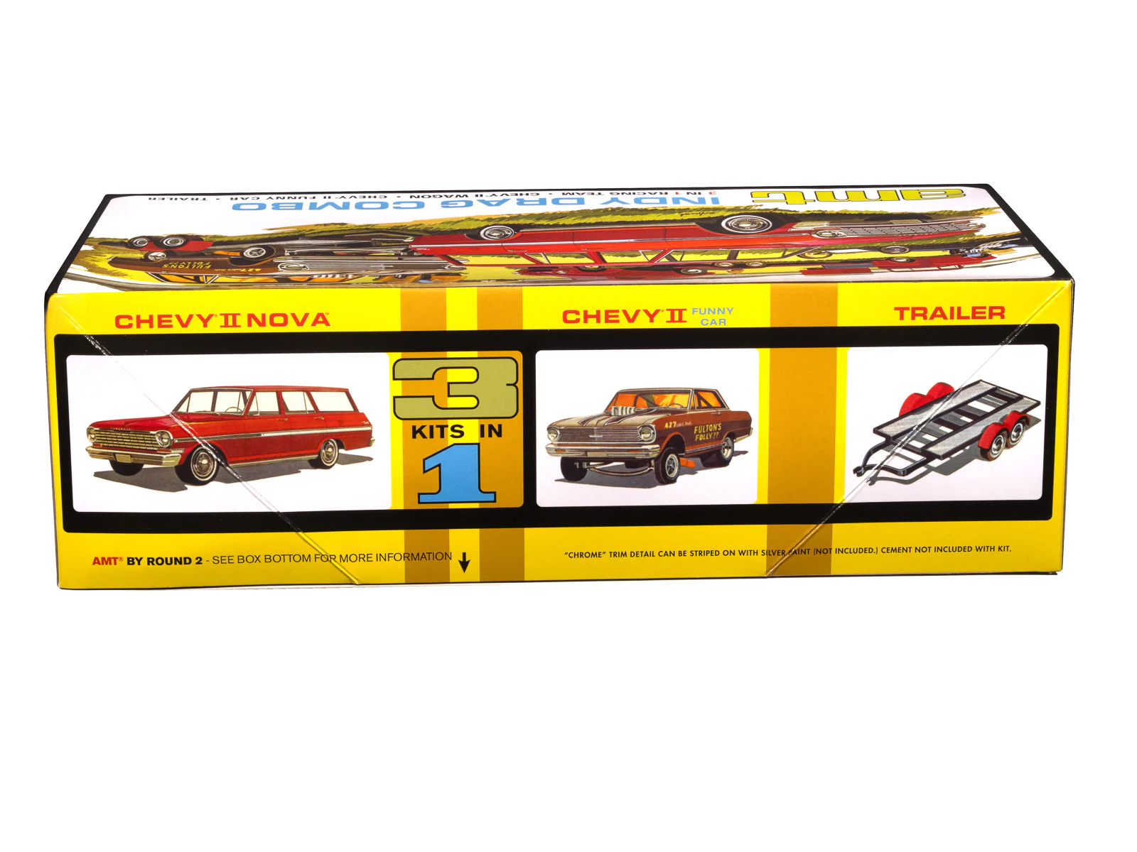 AMT Indy Drag Combo (Chevy II Wagon, Funny Car and Trailer) 1:25 Scale Model Kit - Image 3