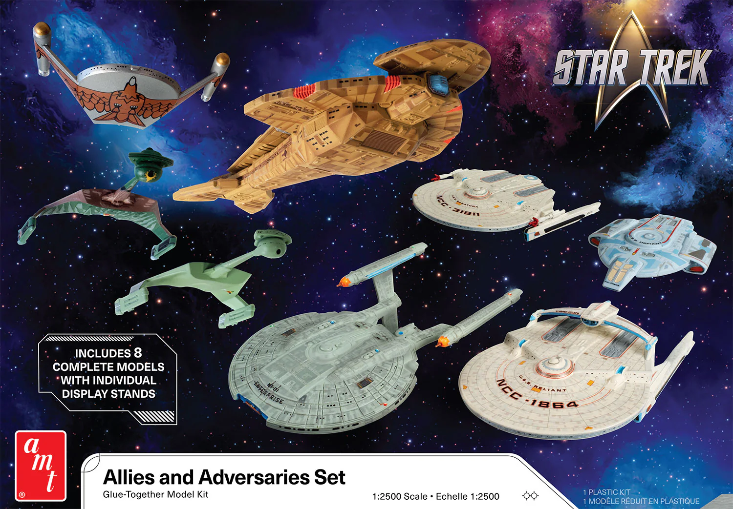 AMT Star Trek Adversaries & Allies Ship Set 1:2500 Scale Model Kit - Image 5