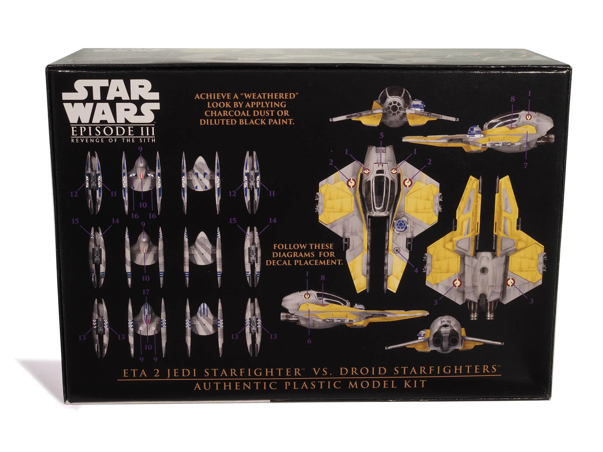 Star Wars: Revenge of the Sith Jedi Starfighter vs Droid Fighters 1:48 Scale Model Kit - Image 4