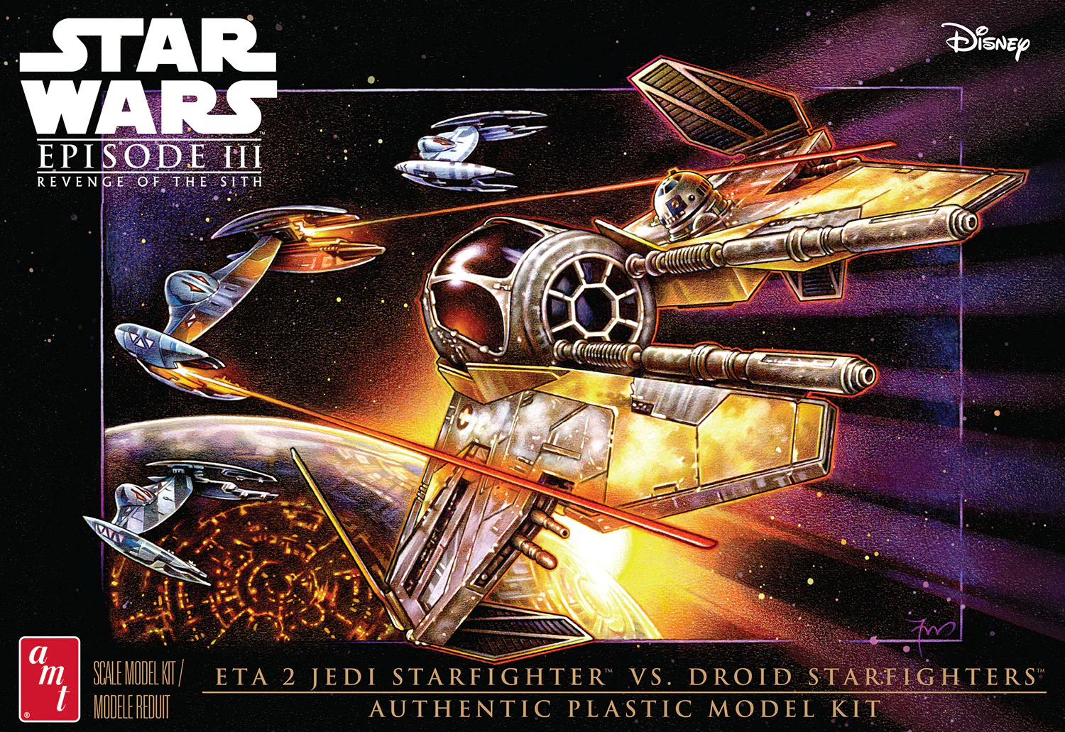 Star Wars: Revenge of the Sith Jedi Starfighter vs Droid Fighters 1:48 Scale Model Kit - Image 5