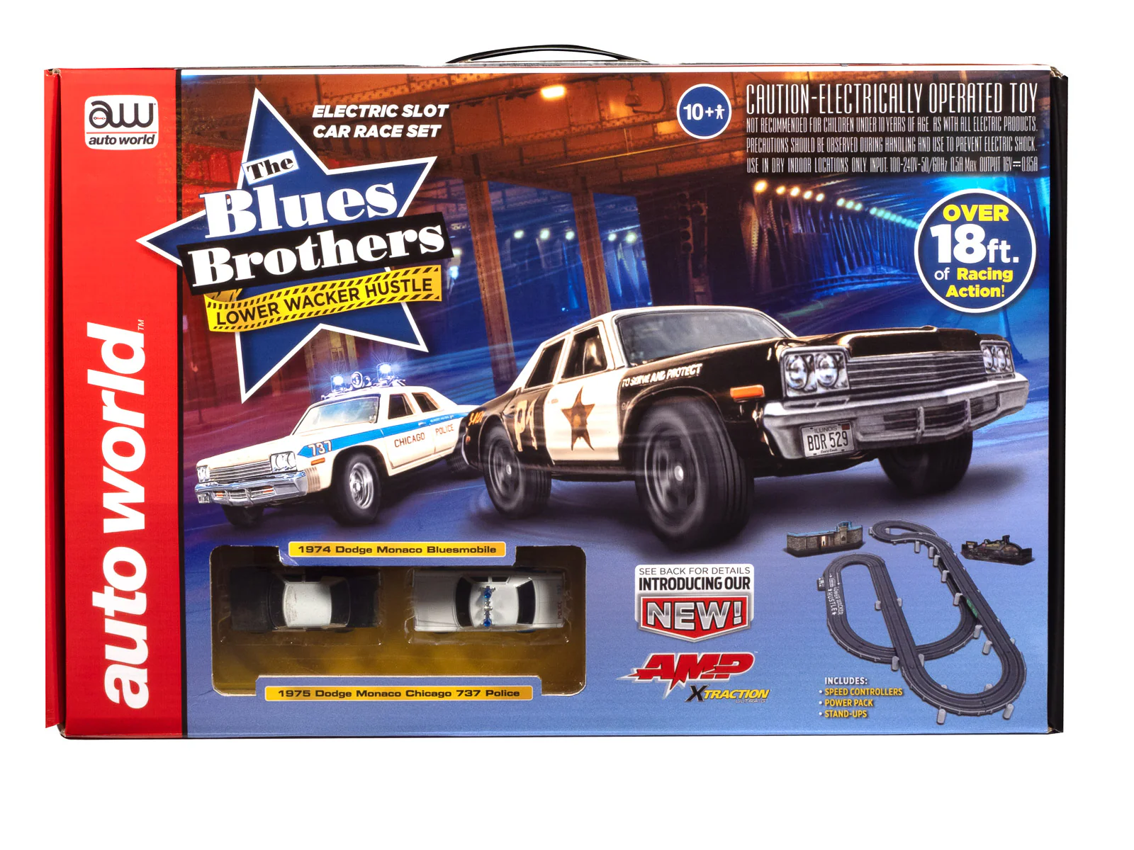 Auto World 18' Blues Brothers Lower Wacker Hustle Slot Race Set HO Scale - Image 3