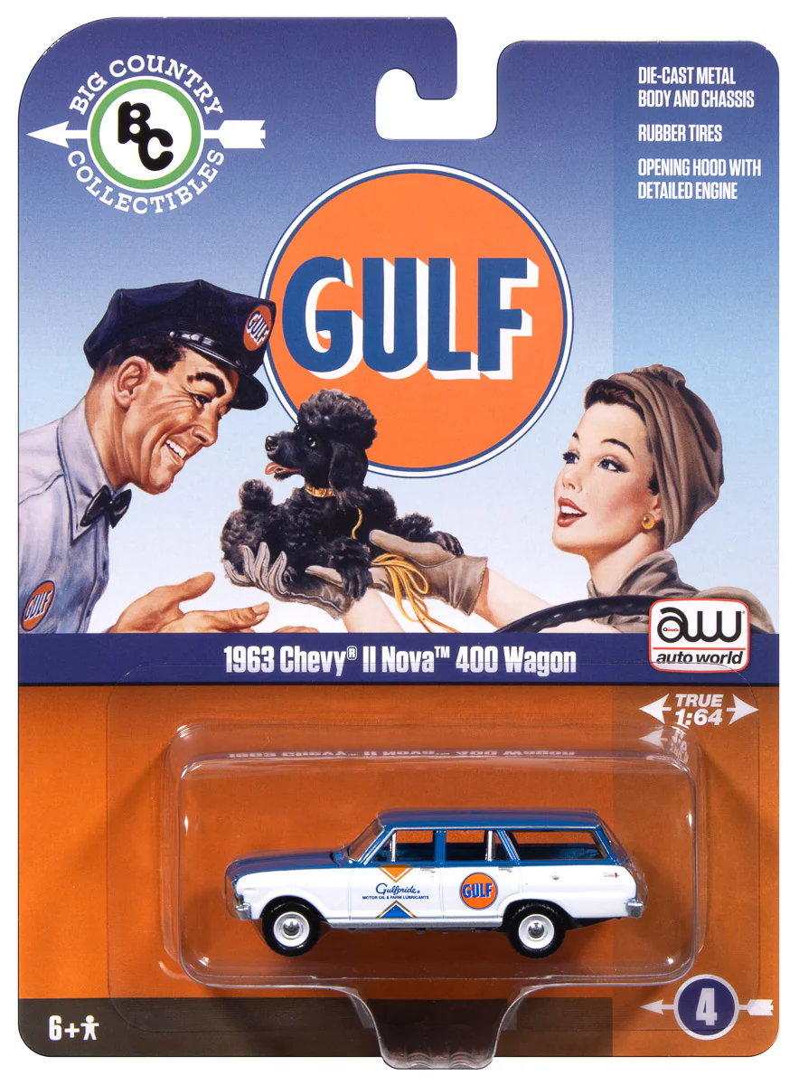 Auto World 1963 Chevy II Wagon Gulf 1:64 Diecast