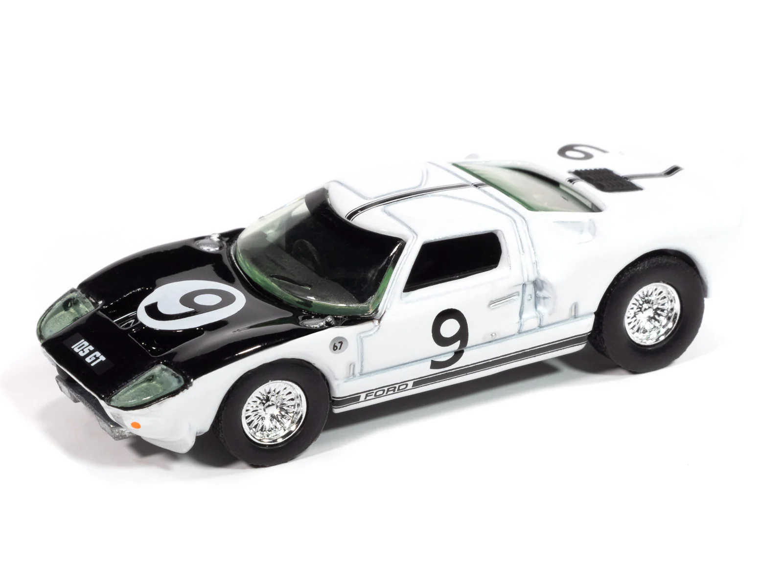 Auto World 1964 Ford GT40 (Gloss White w/Black Upper Front) 1:64 Diecast - Image 2