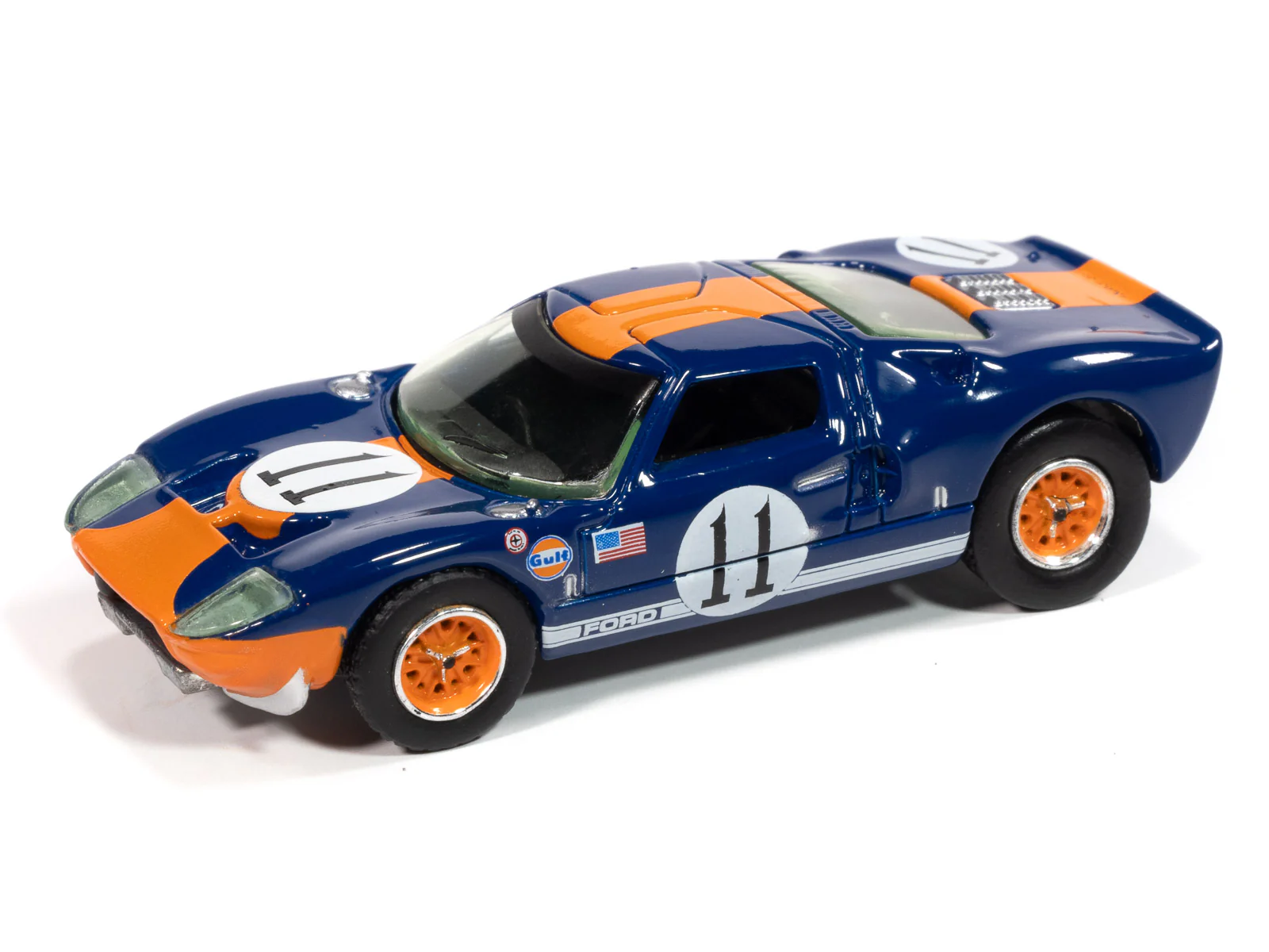 Auto World 1964 Ford GT40 GULF (Gulf Dark Blue w/Orange Stripe) 1:64 Diecast - Image 2