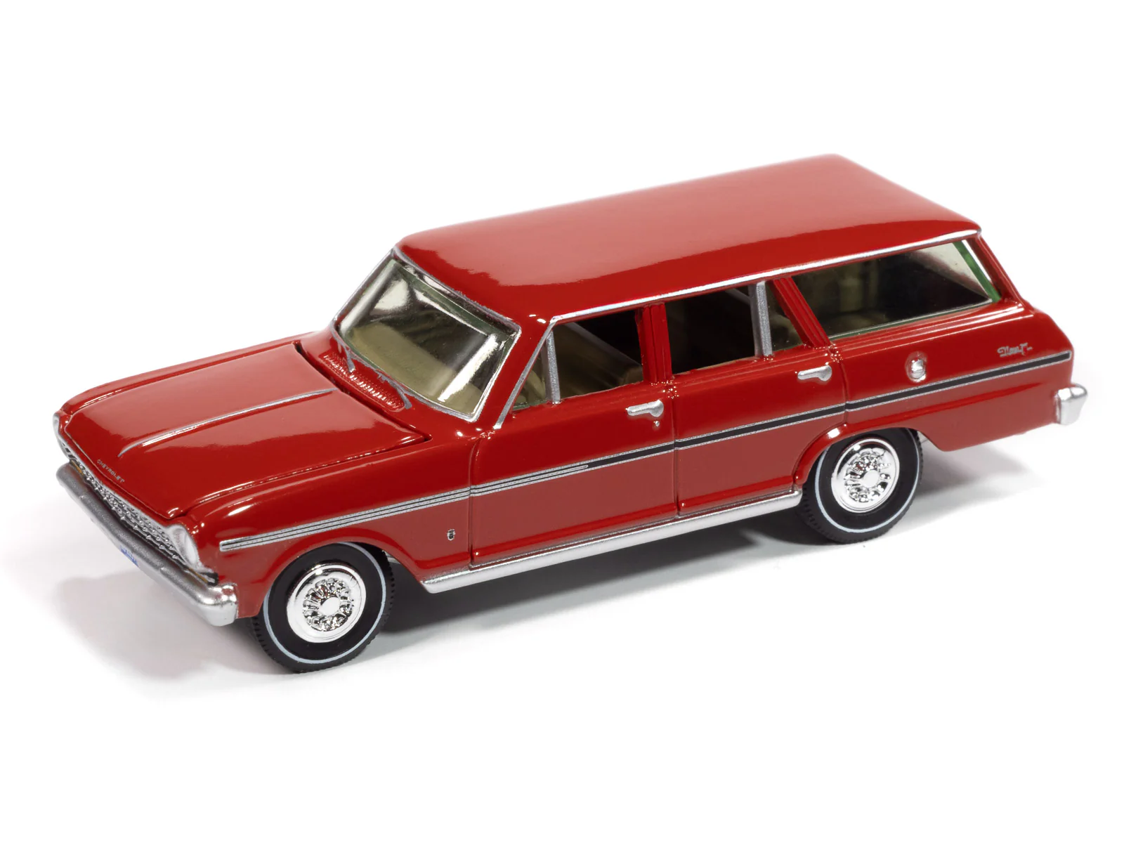 Auto World 1963 Chevrolet Nova II Wagon (Rally Red) 1:64 Diecast - Image 2