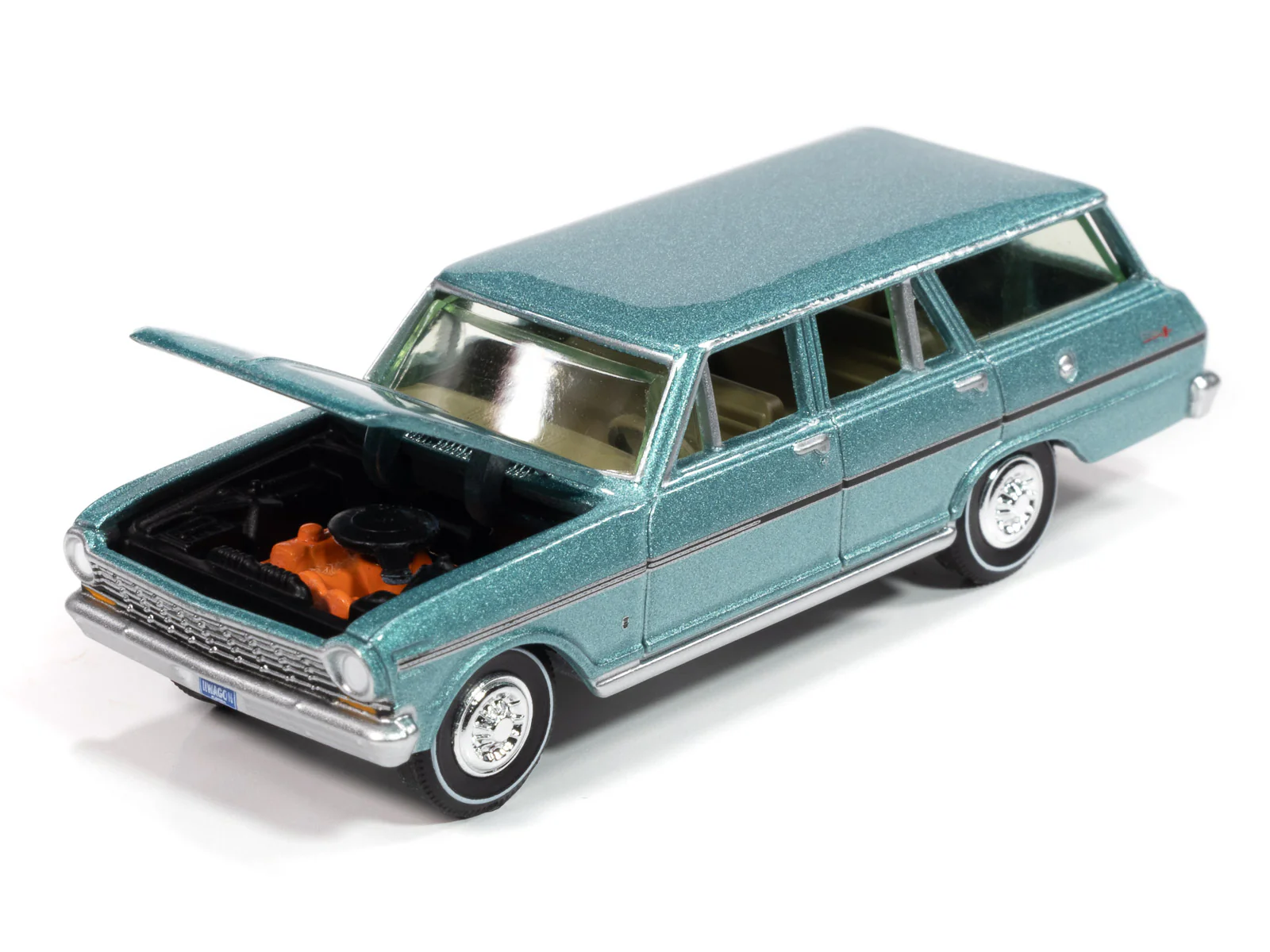 Auto World 1963 Chevrolet Nova II Wagon (Willow Green) 1:64 Diecast - Image 3