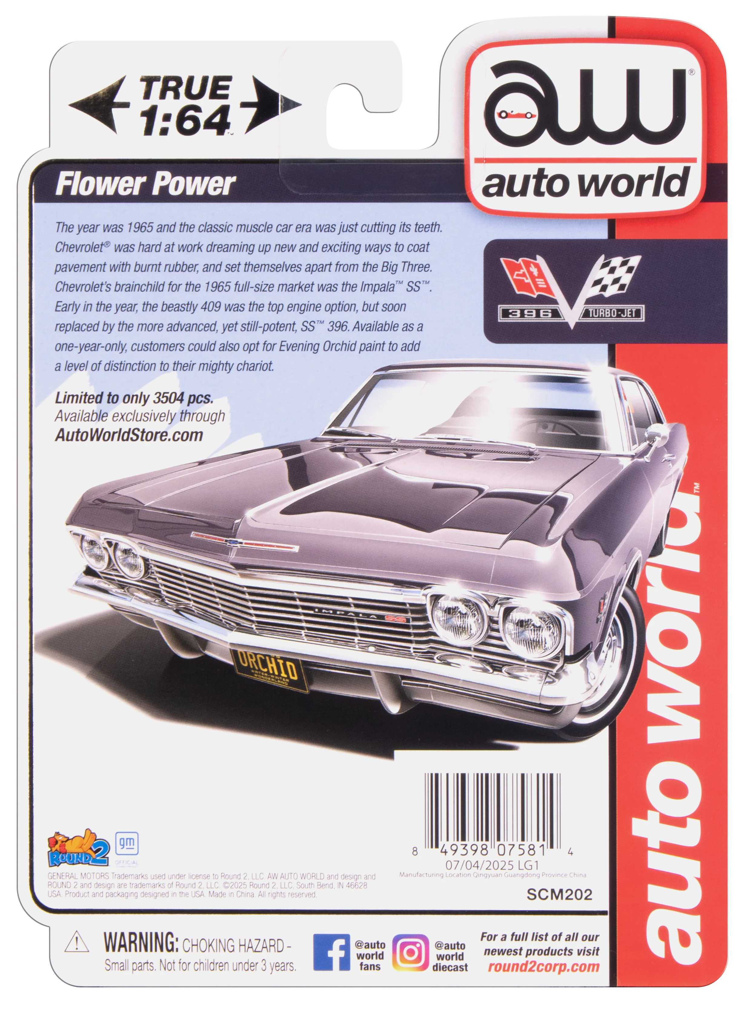 Auto World 1965 Chevy Impala SS 396 (Evening Orchid Poly) (AW Exclusive) 1:64 Diecast - Image 8