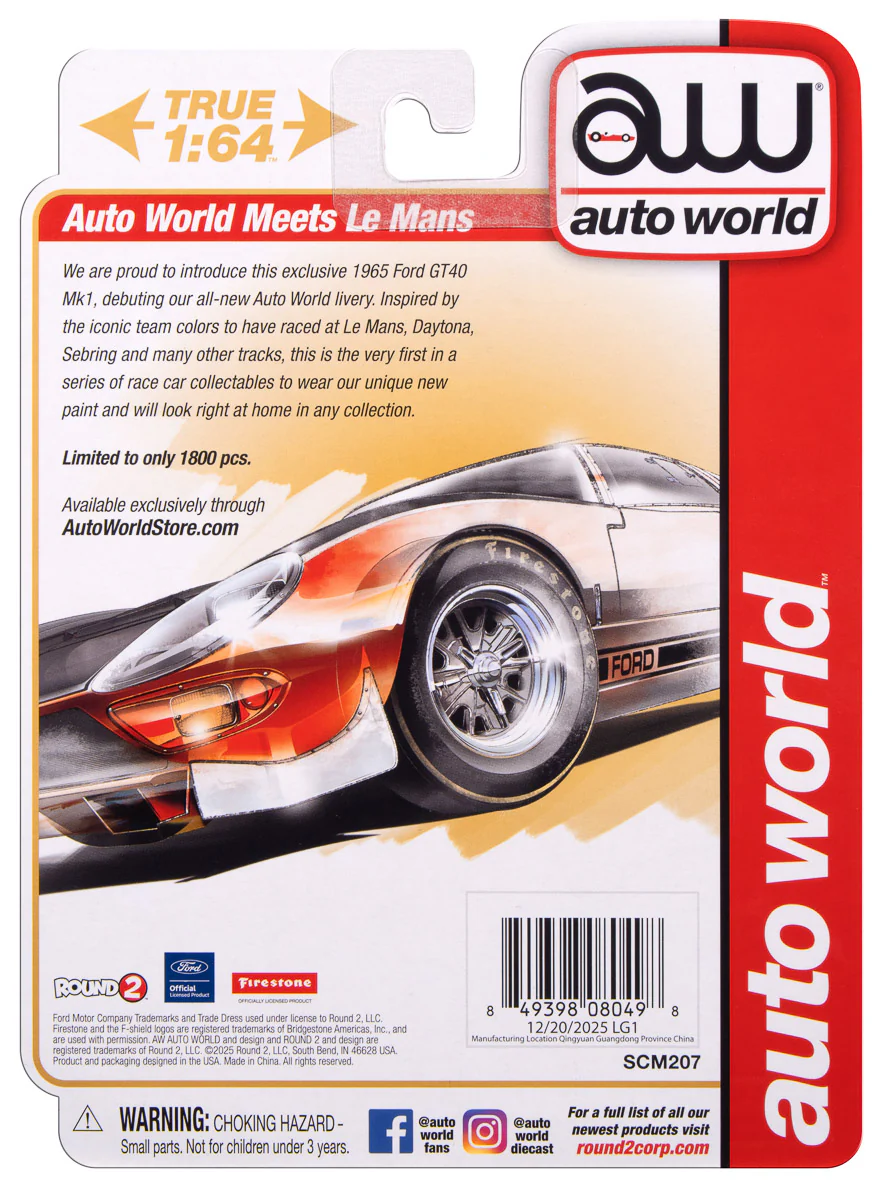 Auto World 1965 Ford GT40 Mk1 (Auto World Store Exclusive) 1:64 Diecast - Image 9
