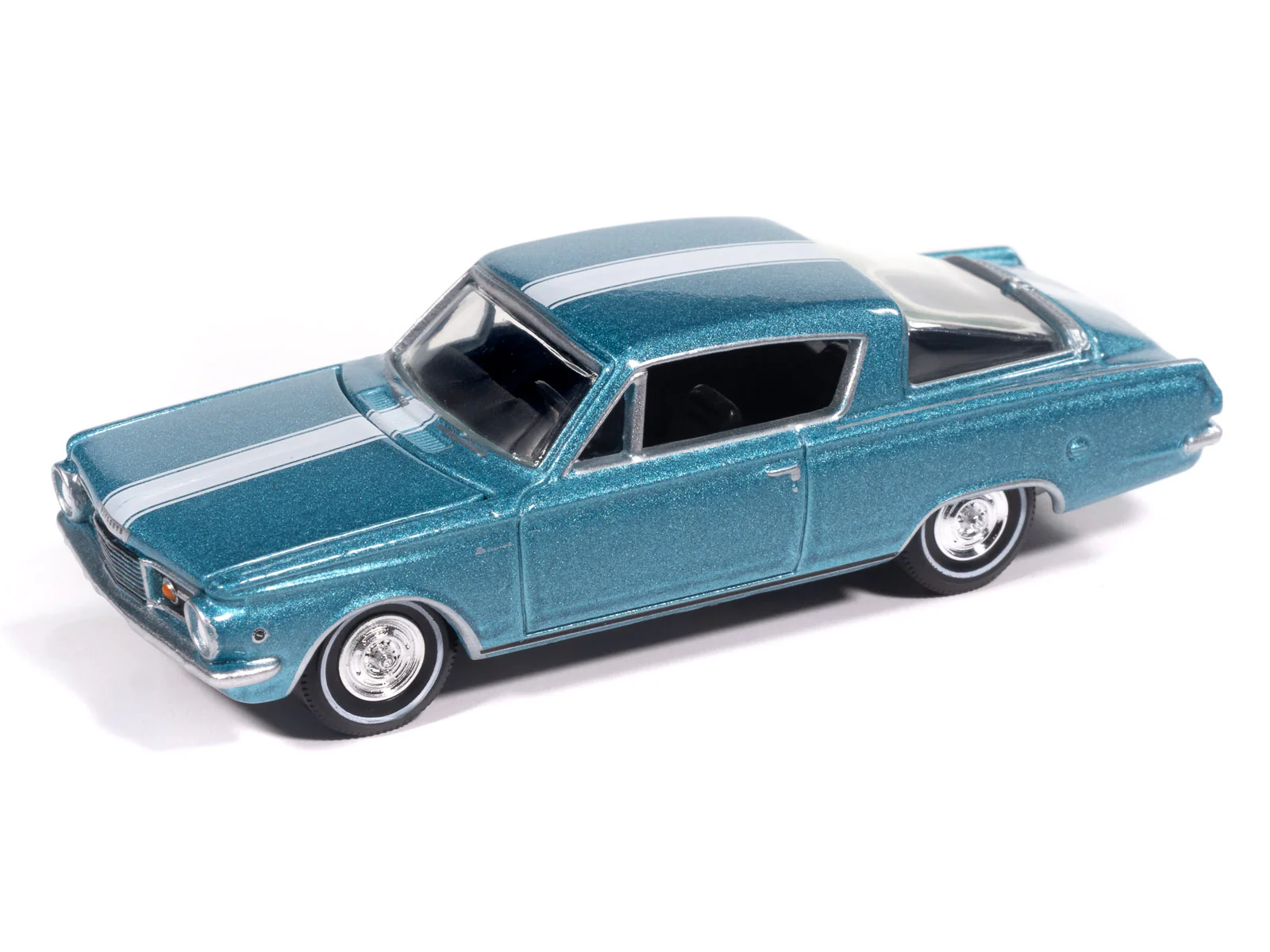 Auto World 1965 Plymouth Barracuda Formula S (Medium Turquoise Poly w/White Stripe) premium 2025 release 3 1:64 Diecast - Image 2
