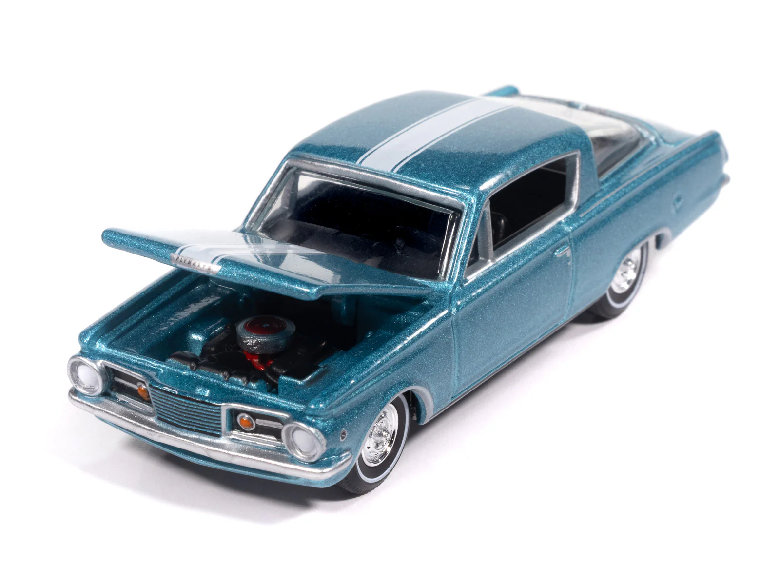 Auto World 1965 Plymouth Barracuda Formula S (Medium Turquoise Poly w/White Stripe) premium 2025 release 3 1:64 Diecast - Image 3