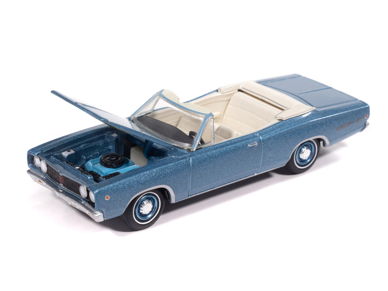 Auto World 1968 Dodge Coronet 500 Convertible (Pale Blue Poly) 1:64 Diecast - Image 3