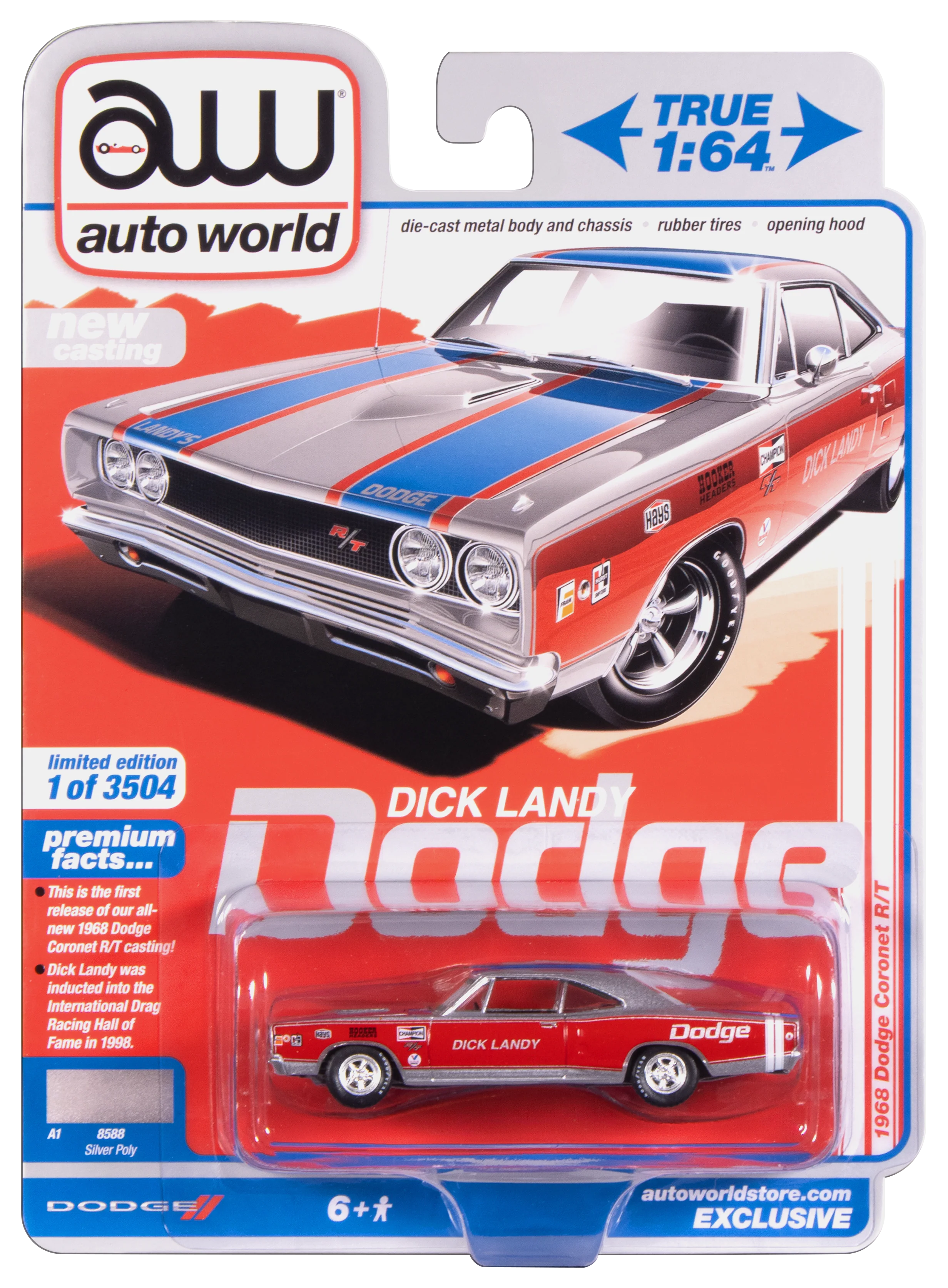 Auto World 1968 Dodge Coronet R/T (Dick Landy) (AW Exclusive) 1:64 Diecast